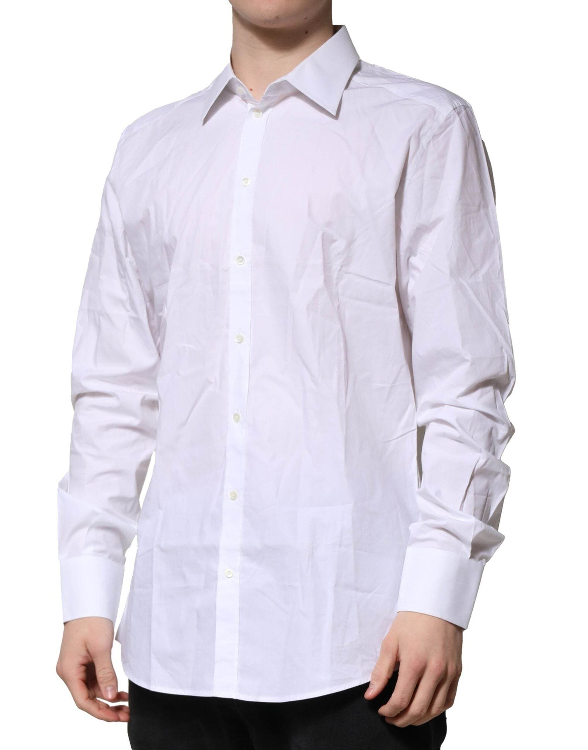 Dolce & Gabbana White GOLD Long Sleeves Dress Formal Shirt - Hilstor