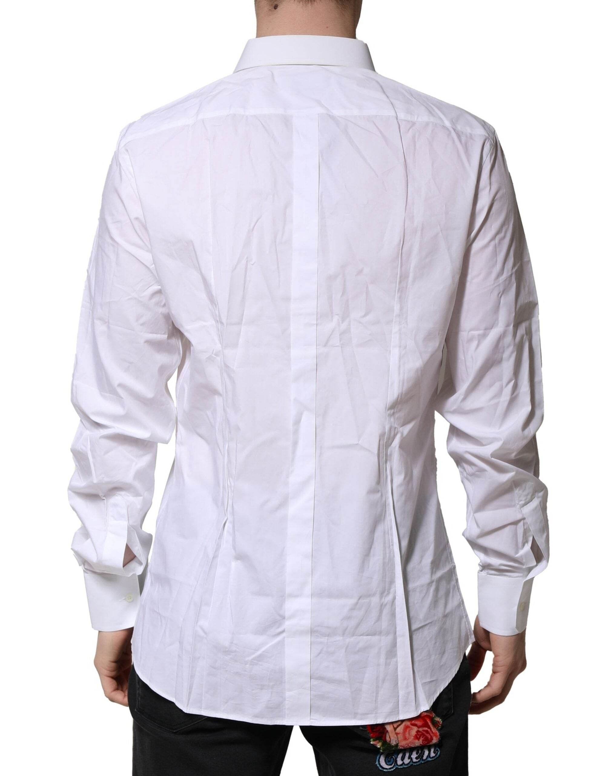 Dolce & Gabbana White GOLD Long Sleeves Dress Formal Shirt - Hilstor