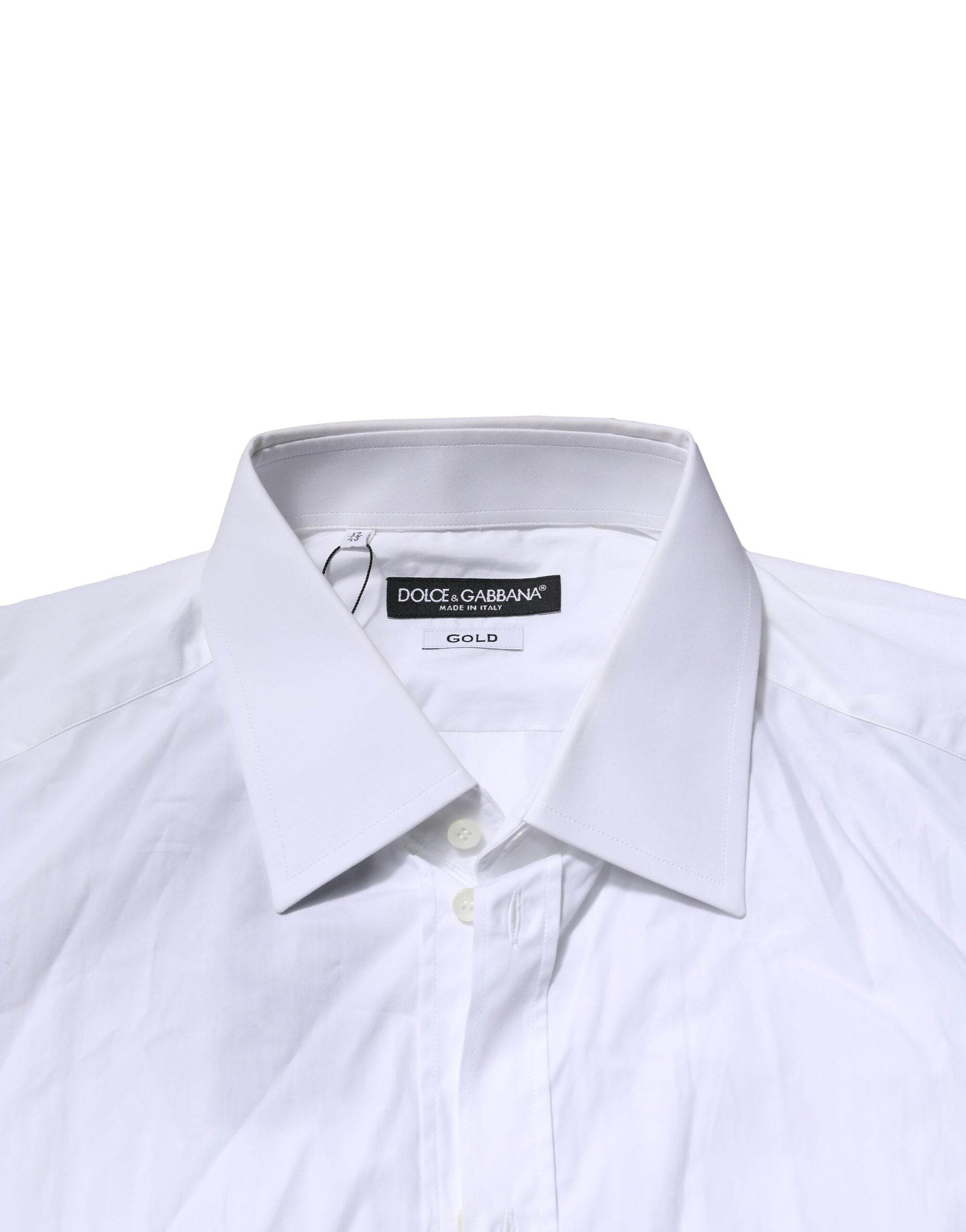 Dolce & Gabbana White GOLD Long Sleeves Dress Formal Shirt - Hilstor