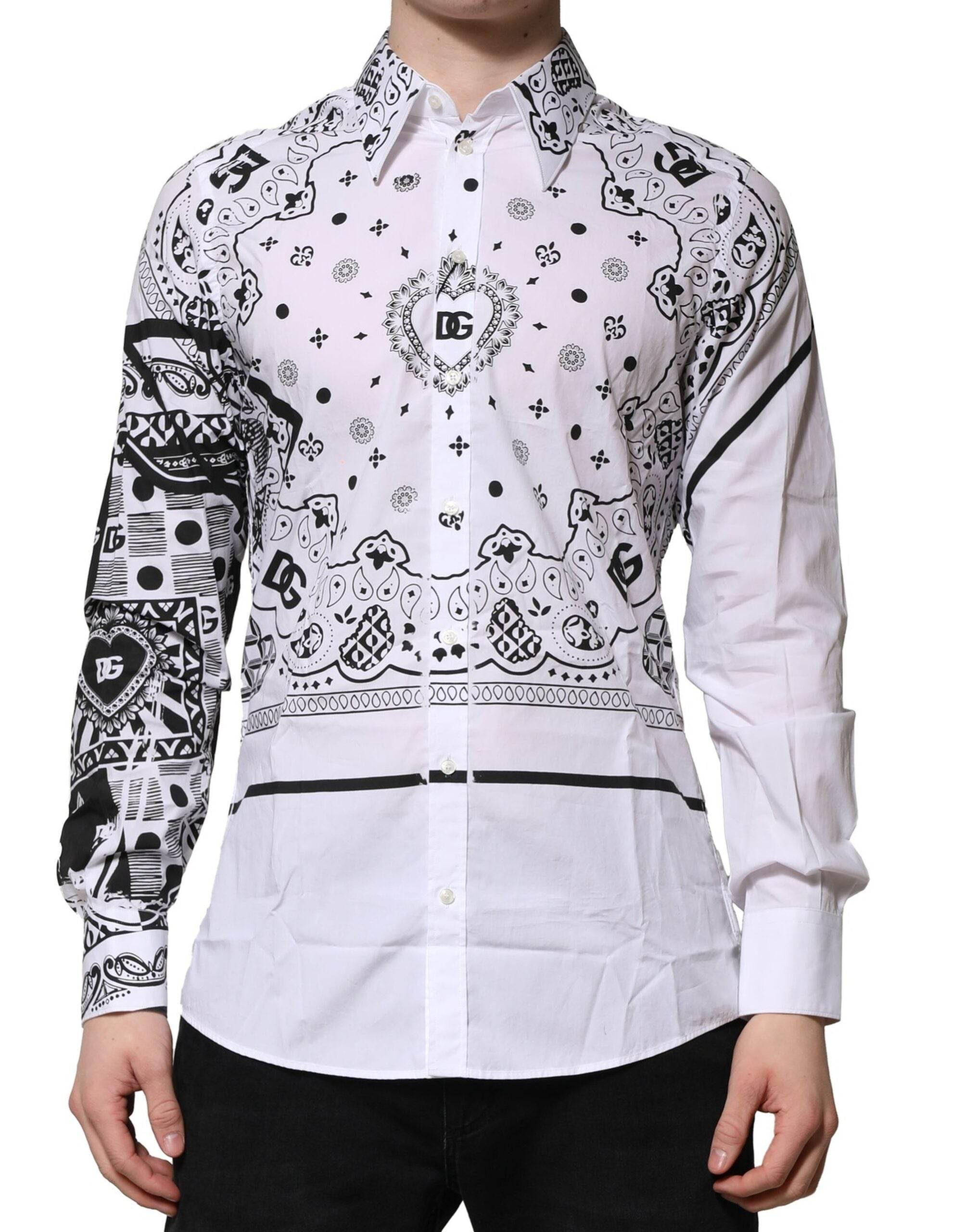 Dolce & Gabbana White MARTINI Bandana Print Formal Shirt - Hilstor