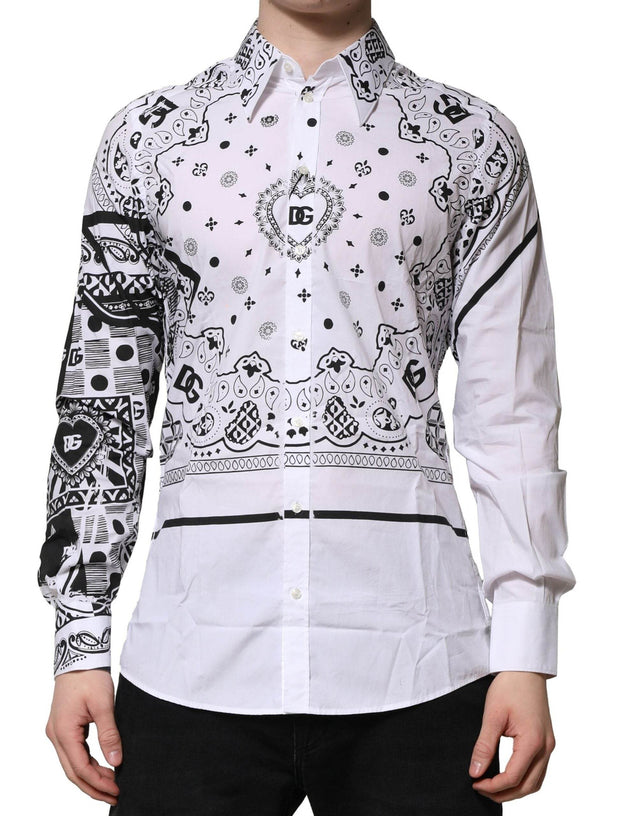 Dolce & Gabbana White MARTINI Bandana Print Formal Shirt - Hilstor