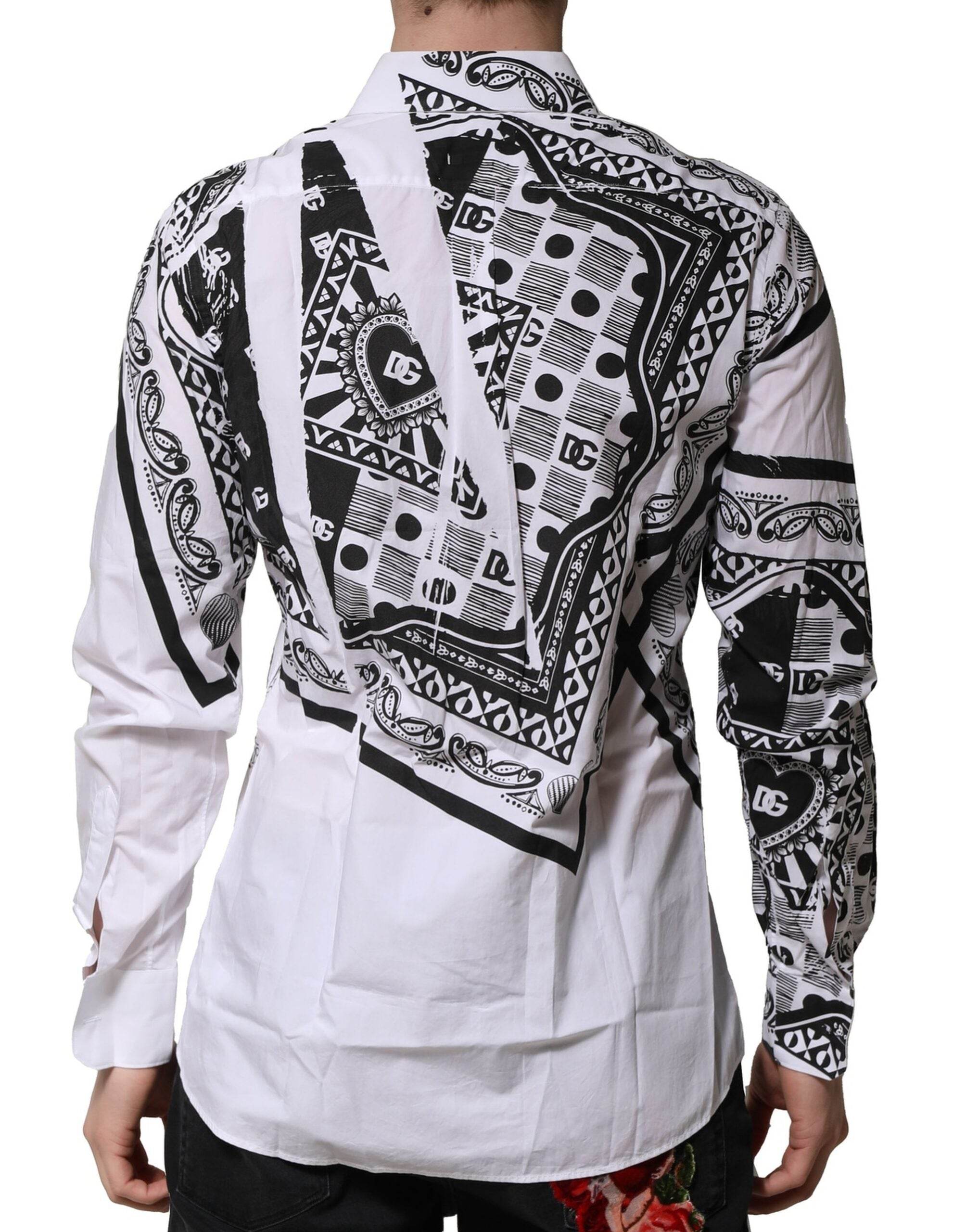 Dolce & Gabbana White MARTINI Bandana Print Formal Shirt - Hilstor