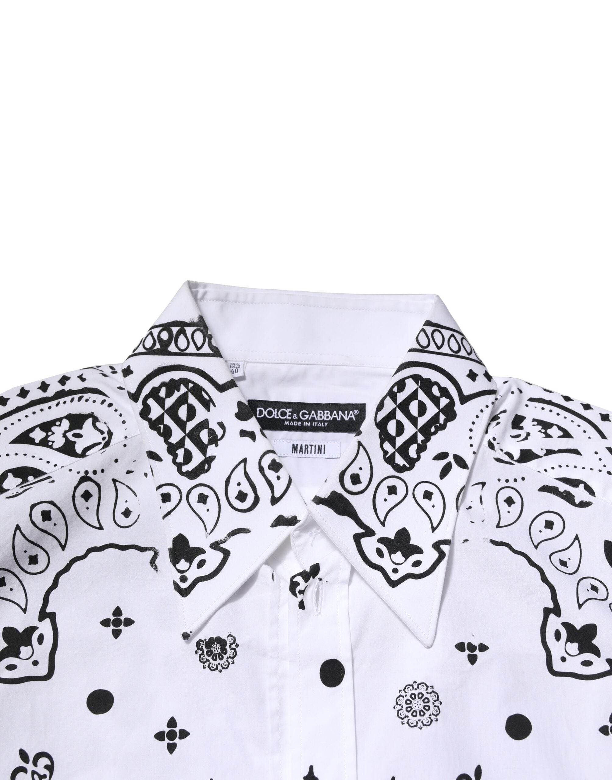 Dolce & Gabbana White MARTINI Bandana Print Formal Shirt - Hilstor