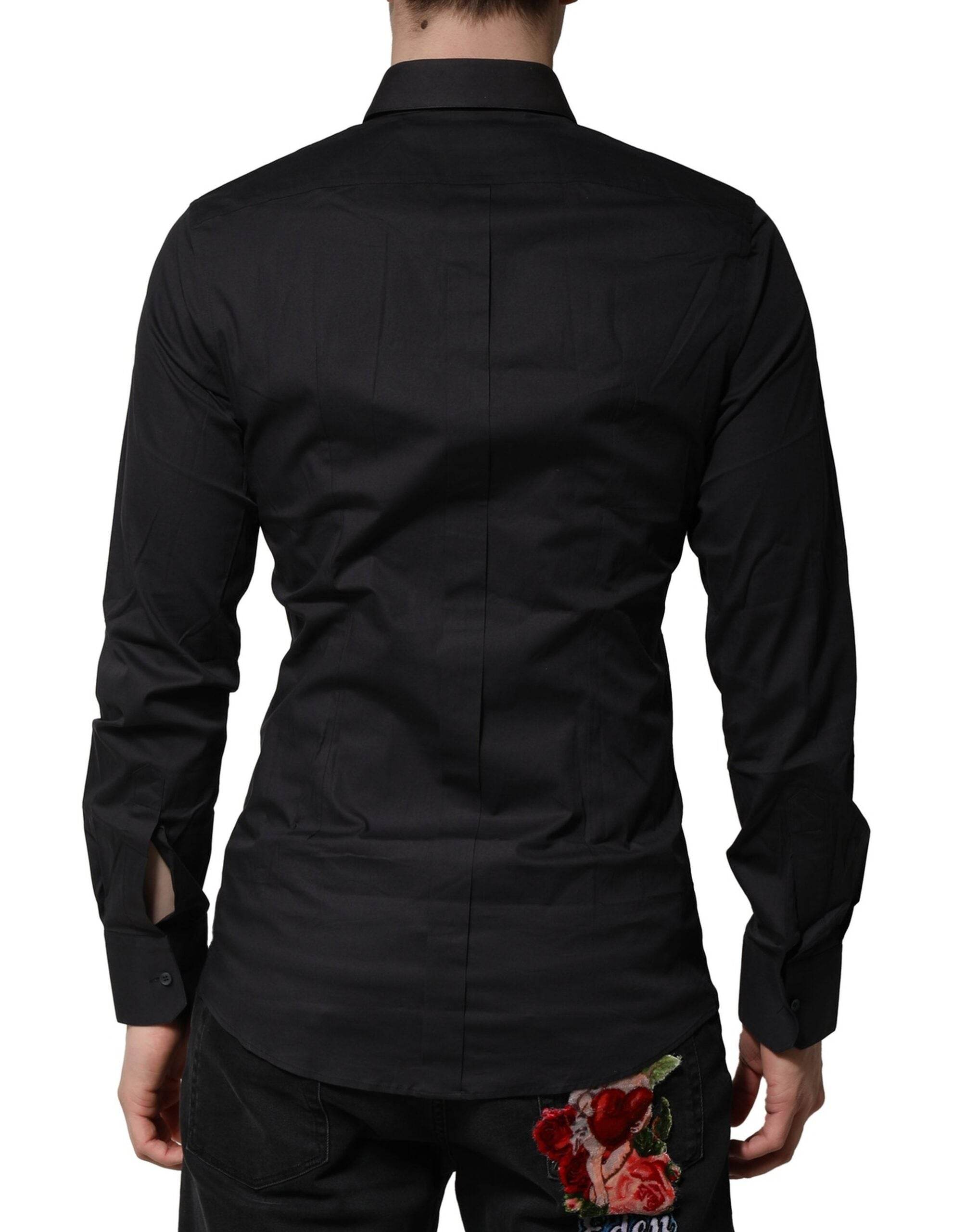 Dolce & Gabbana Blue Cotton GOLD Long Sleeves Formal Shirt - Hilstor