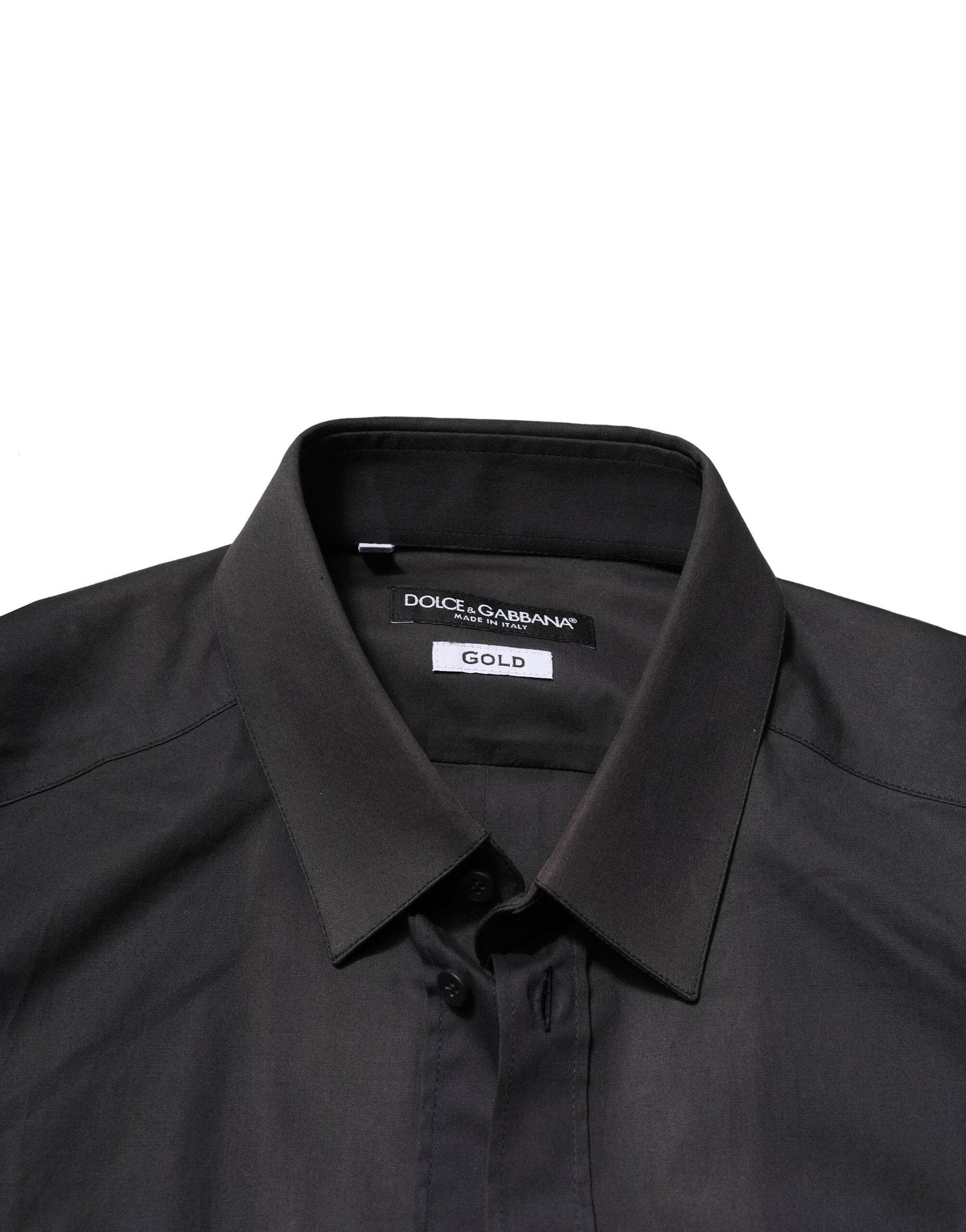 Dolce & Gabbana Blue Cotton GOLD Long Sleeves Formal Shirt - Hilstor