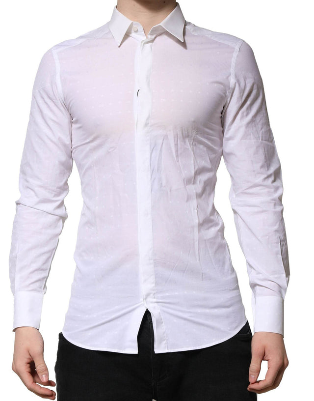 Dolce & Gabbana White GOLD Long Sleeves Dress Men Formal Shirt - Hilstor