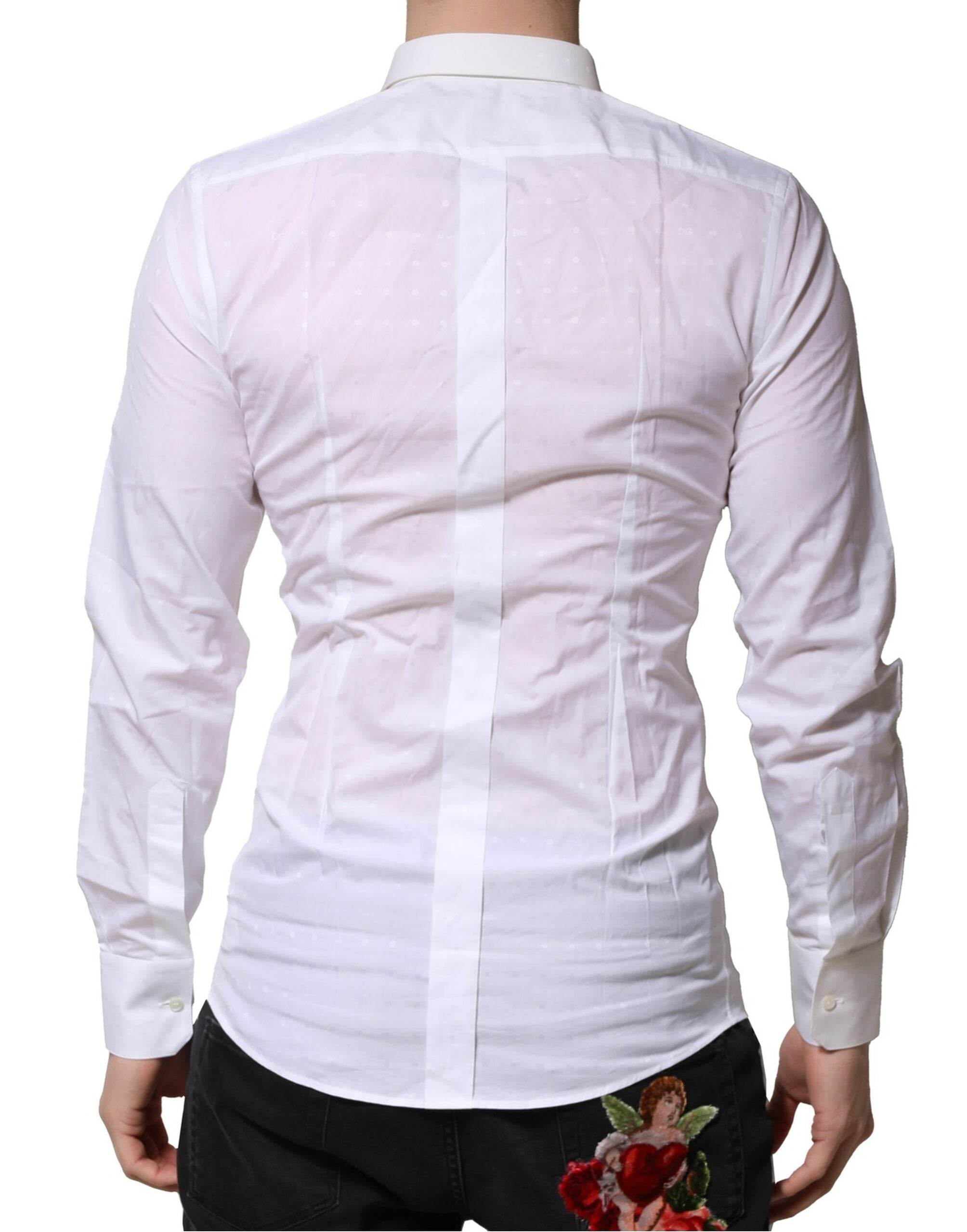 Dolce & Gabbana White GOLD Long Sleeves Dress Men Formal Shirt - Hilstor