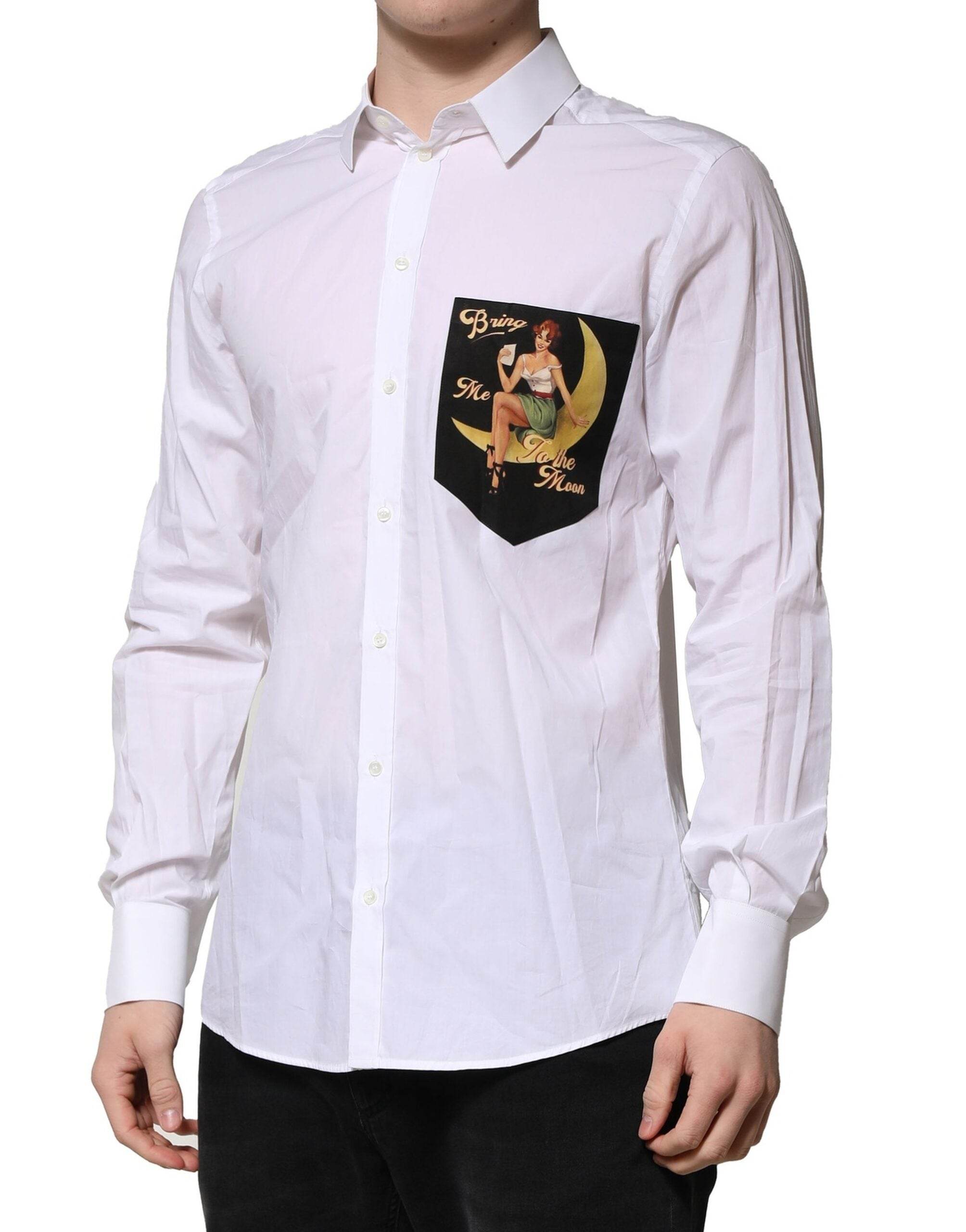 Dolce & Gabbana White MARTINI Long Sleeves Men Formal Shirt - Hilstor