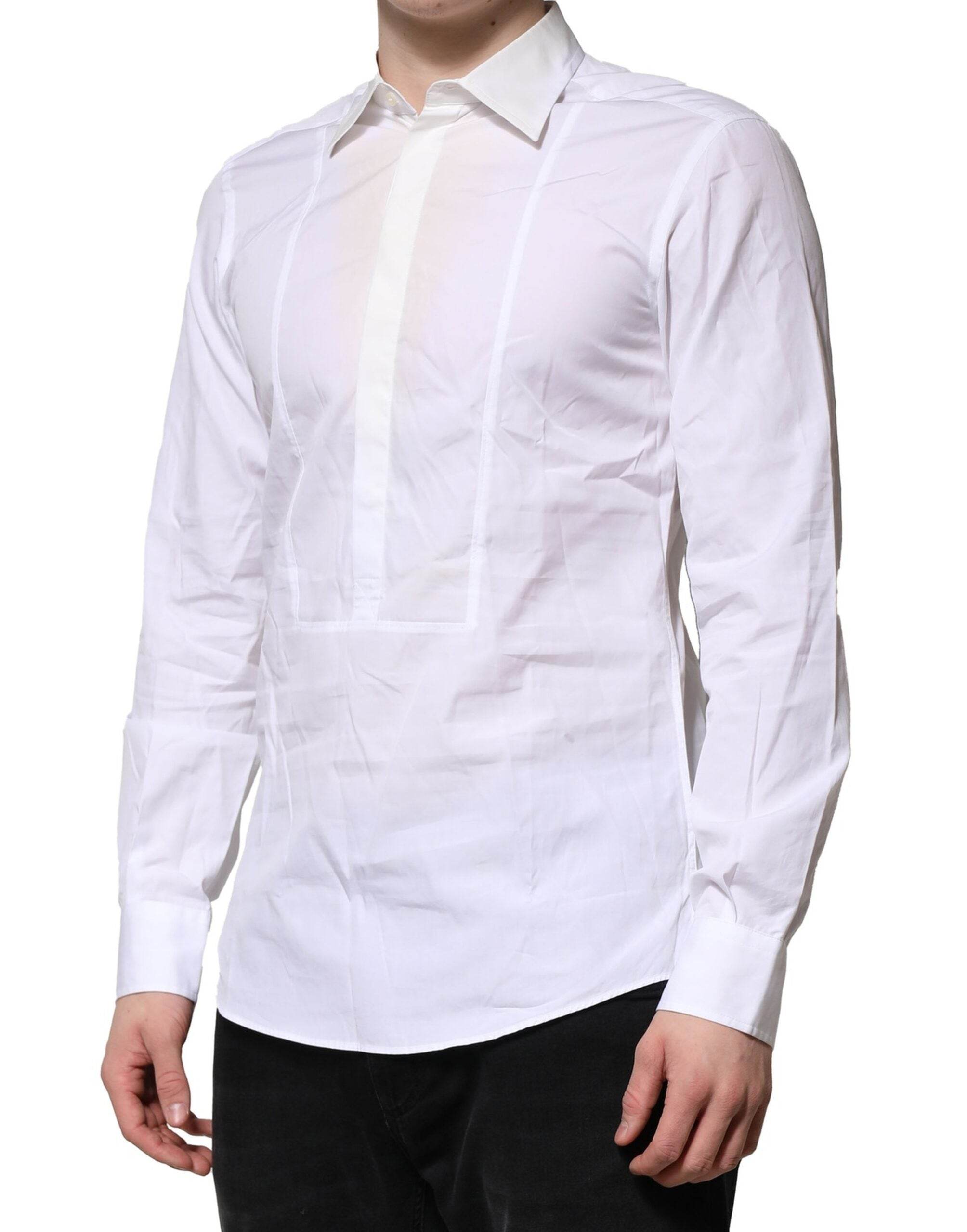 Dolce & Gabbana White Poplin Cotton Formal Men Dress Shirt - Hilstor