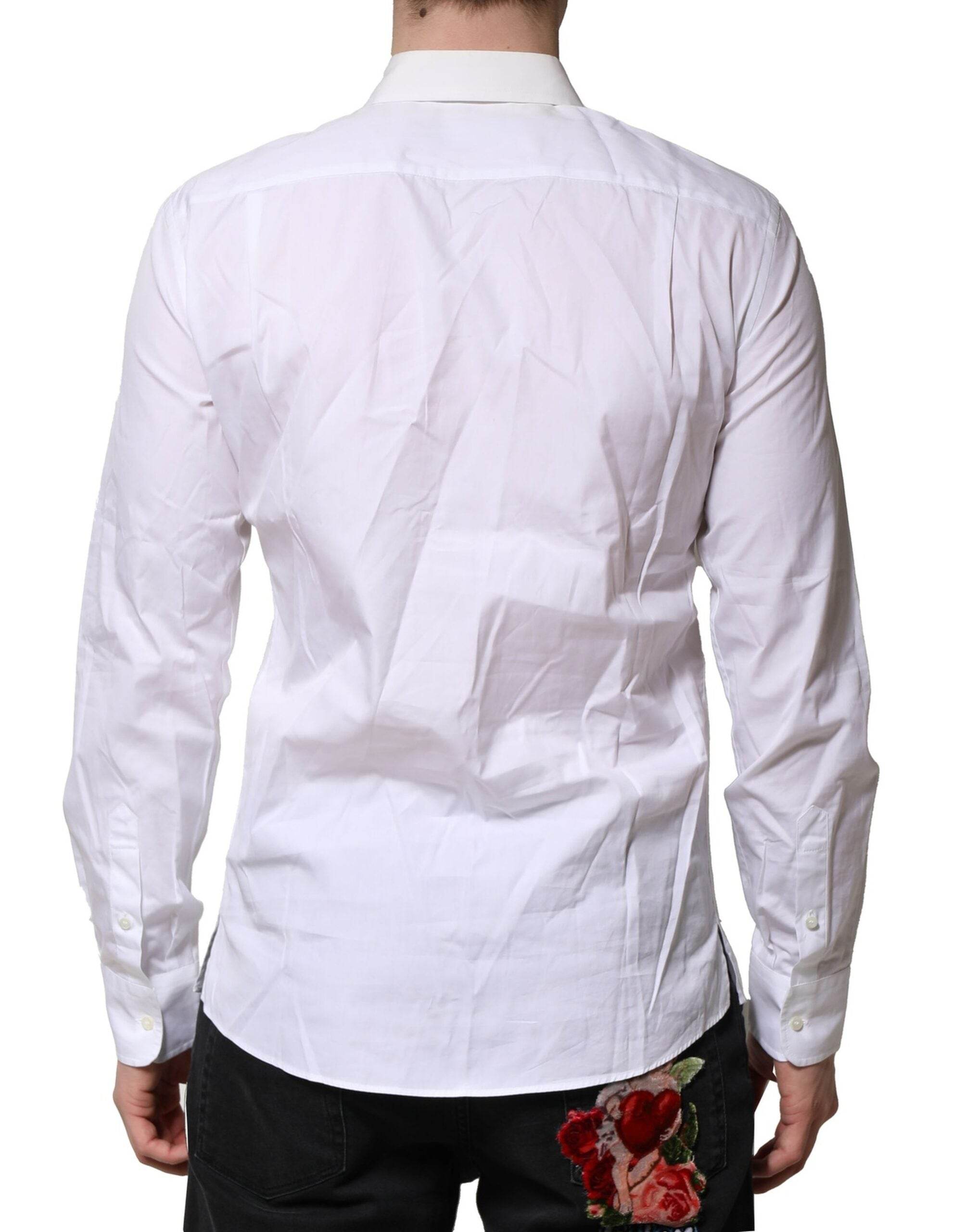 Dolce & Gabbana White Poplin Cotton Formal Men Dress Shirt - Hilstor