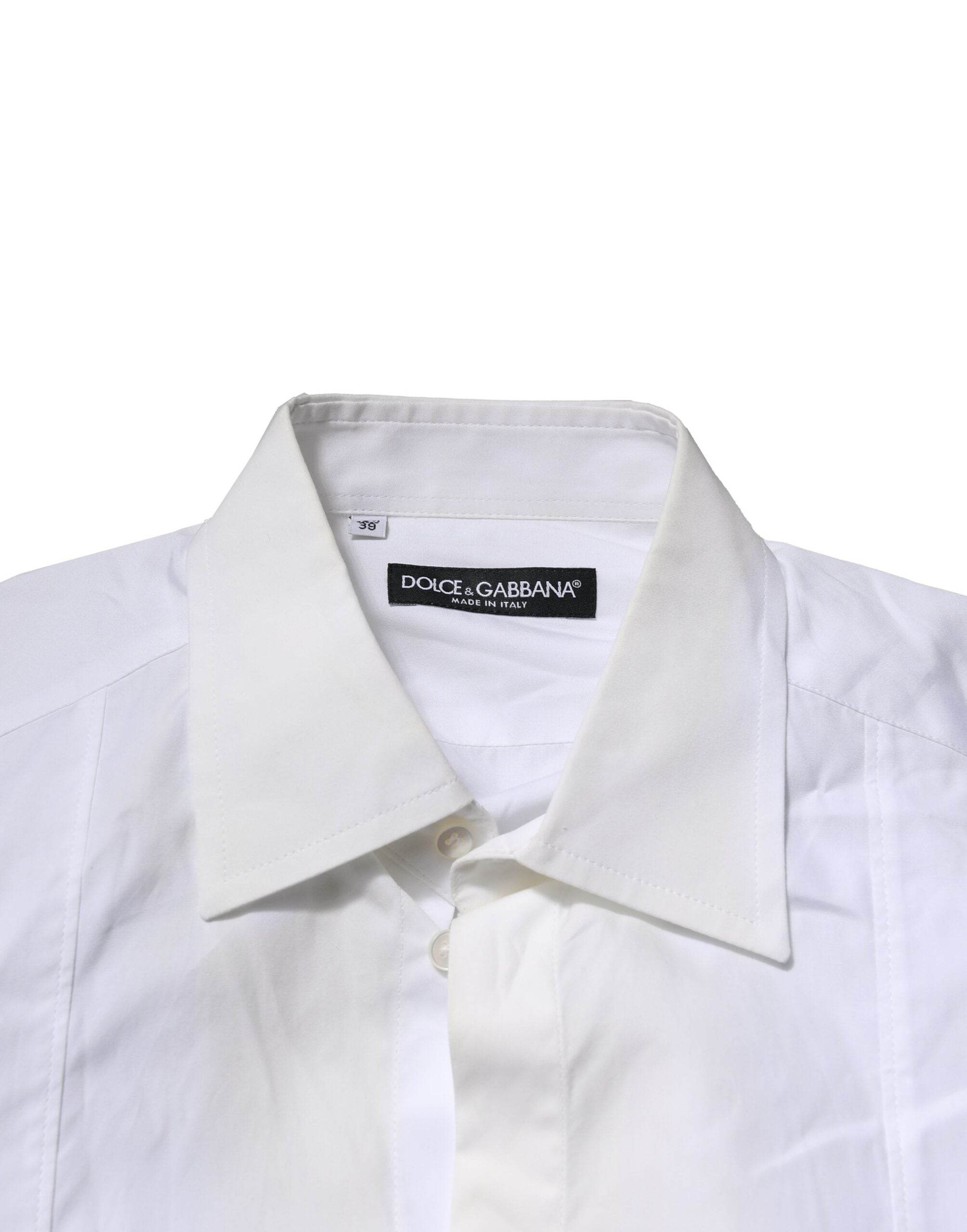 Dolce & Gabbana White Poplin Cotton Formal Men Dress Shirt - Hilstor