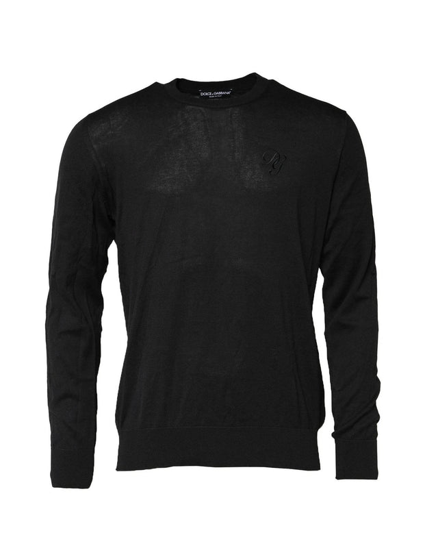 Dolce & Gabbana Black Cotton DG Logo Men Sweatshirt Sweater - Hilstor