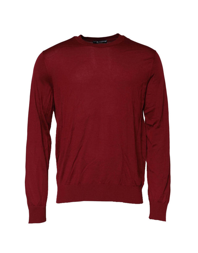 Dolce & Gabbana Maroon Cashmere Crew Neck Sweatshirt Sweater - Hilstor