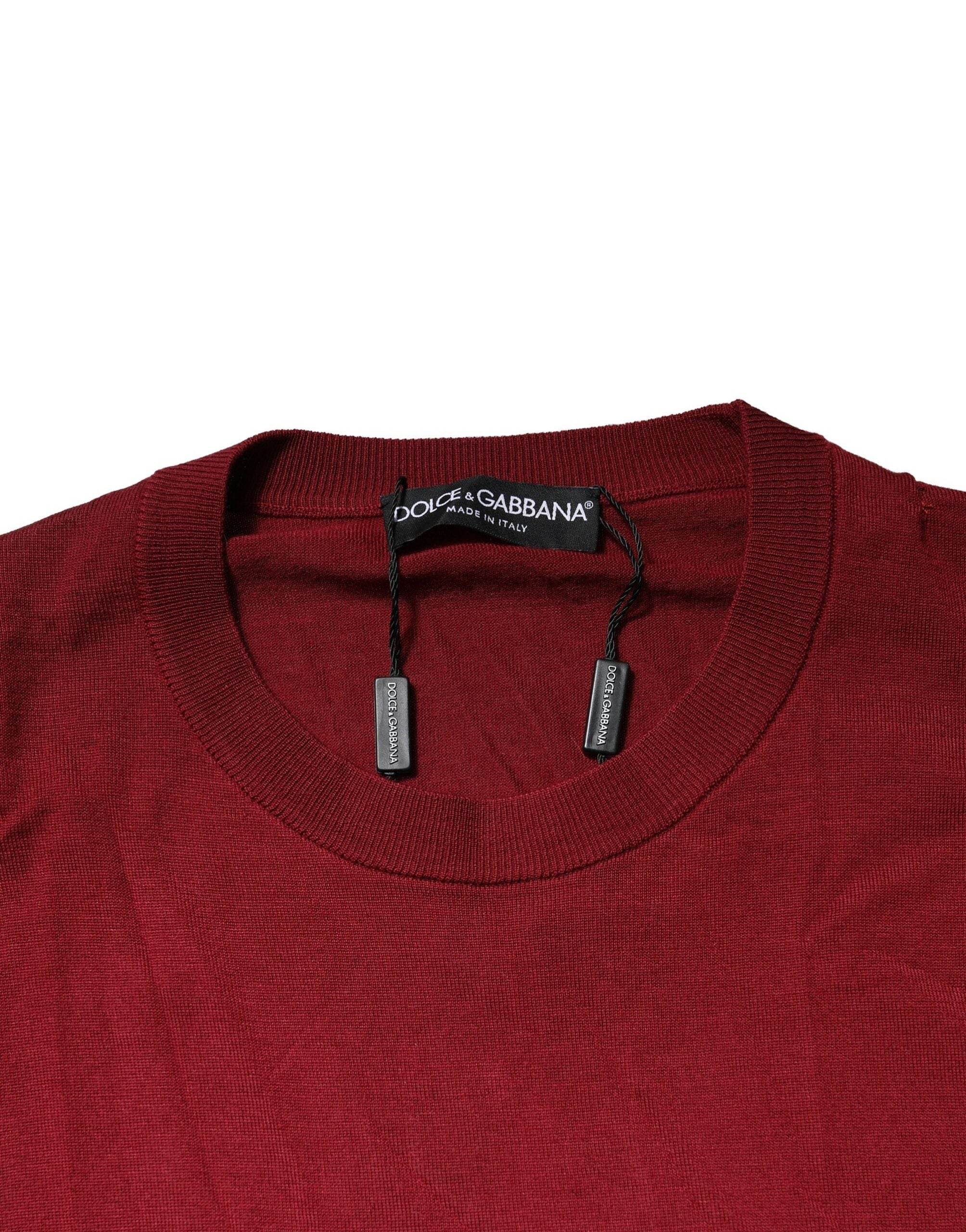 Dolce & Gabbana Maroon Cashmere Crew Neck Sweatshirt Sweater - Hilstor