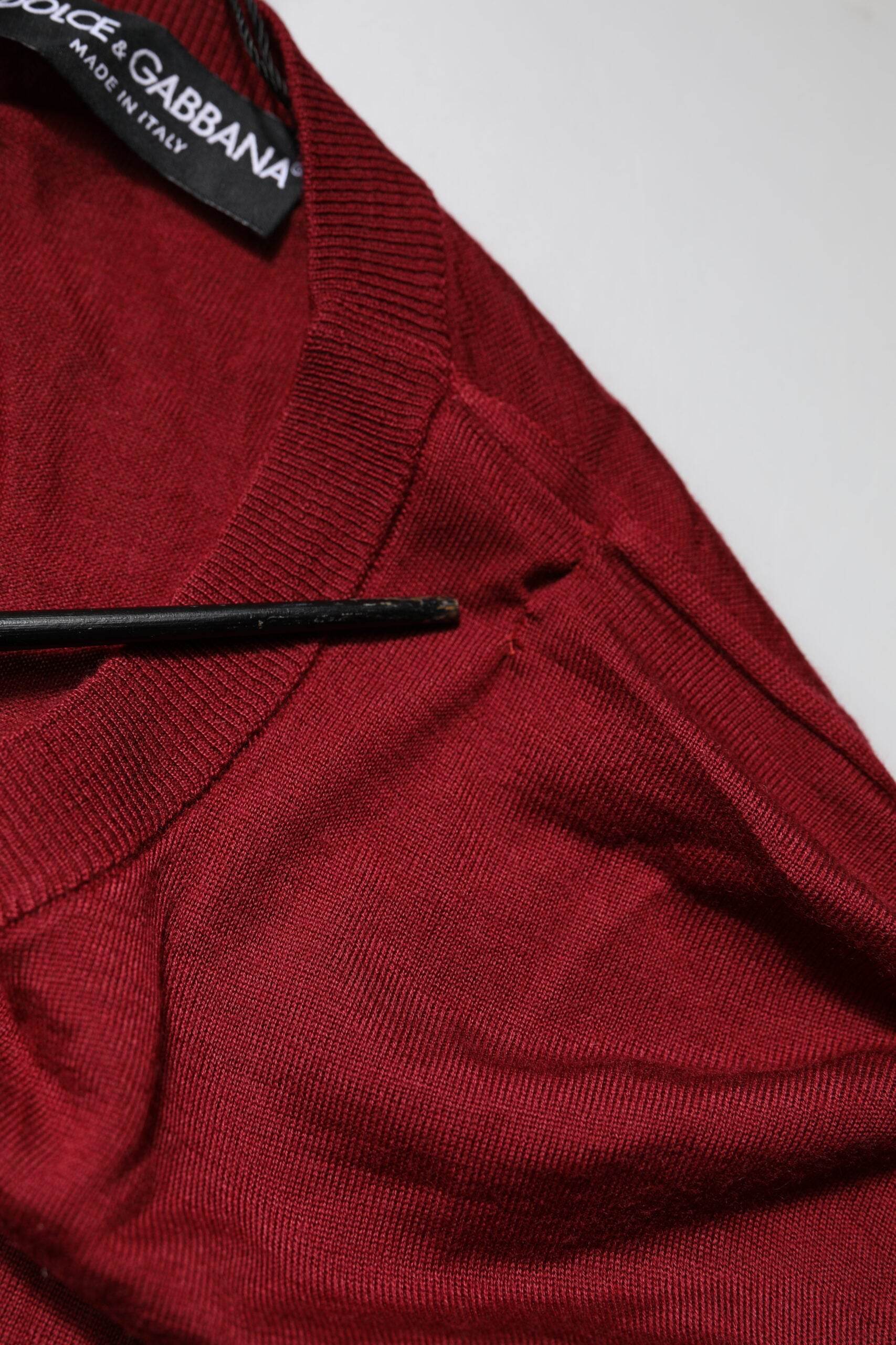 Dolce & Gabbana Maroon Cashmere Crew Neck Sweatshirt Sweater - Hilstor