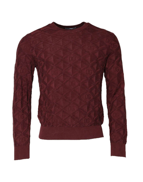 Dolce & Gabbana Bordeaux Silk Knit Crew Neck Pullover Sweater - Hilstor