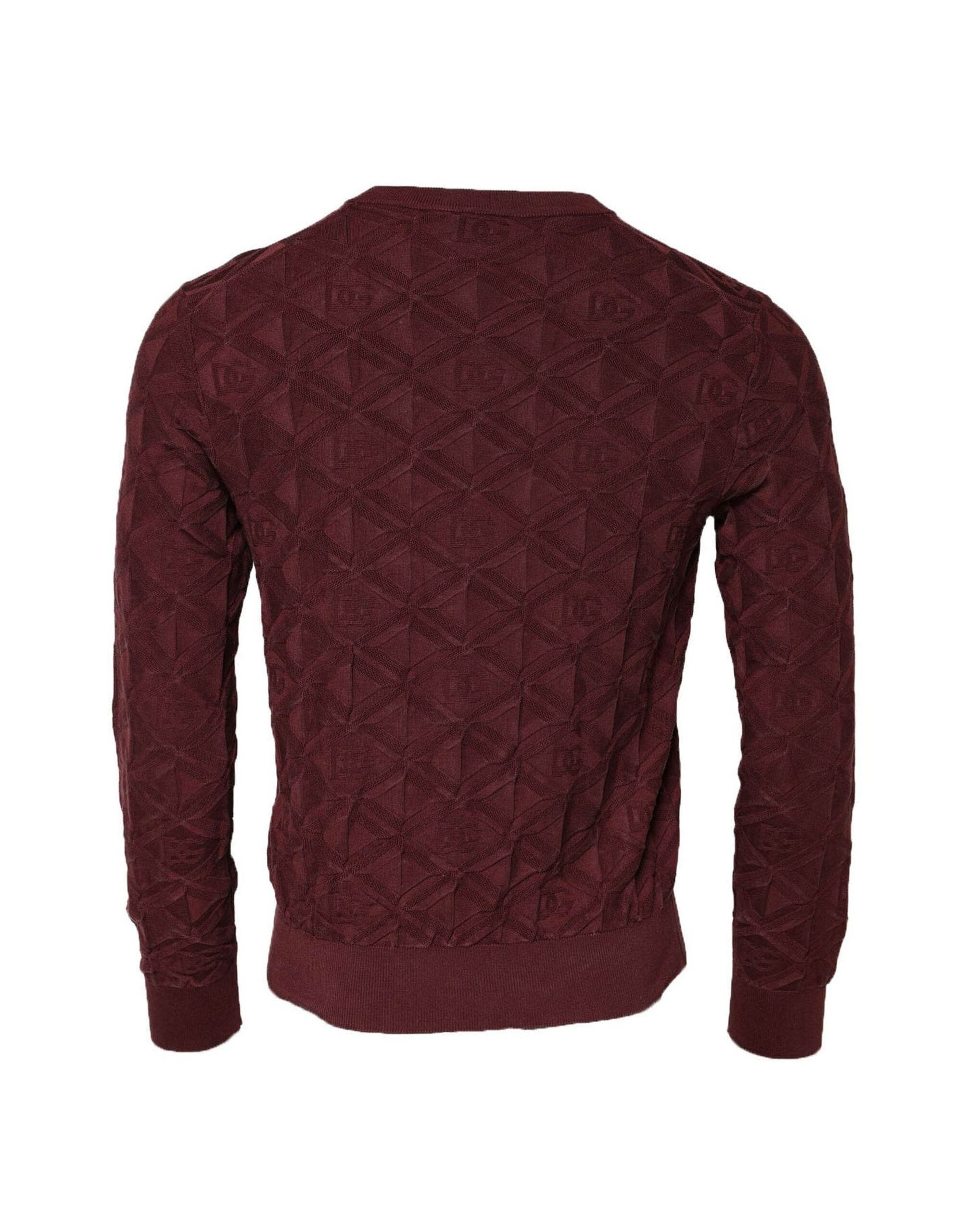 Dolce & Gabbana Bordeaux Silk Knit Crew Neck Pullover Sweater - Hilstor