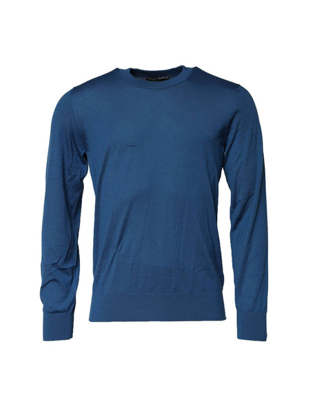 Dolce & Gabbana Blue Cashmere Crew Neck Sweatshirt Sweater - Hilstor
