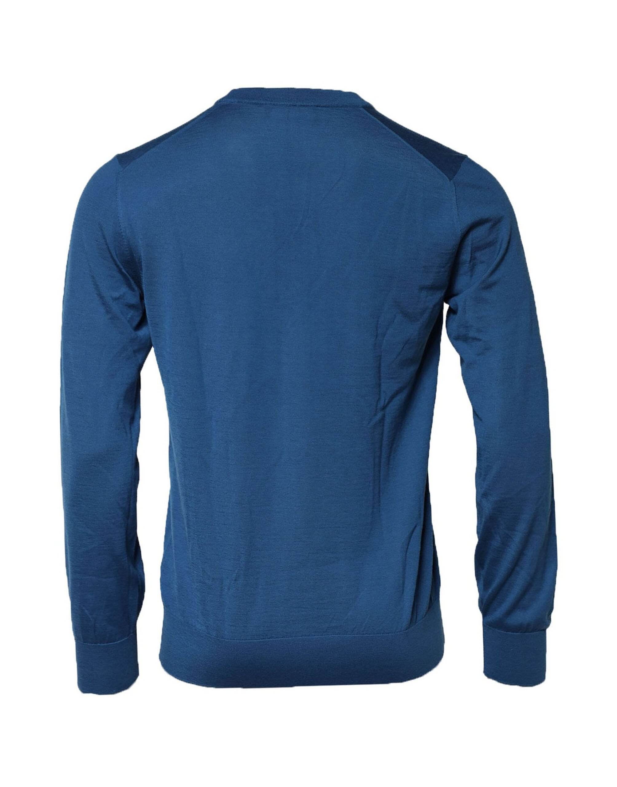Dolce & Gabbana Blue Cashmere Crew Neck Sweatshirt Sweater - Hilstor