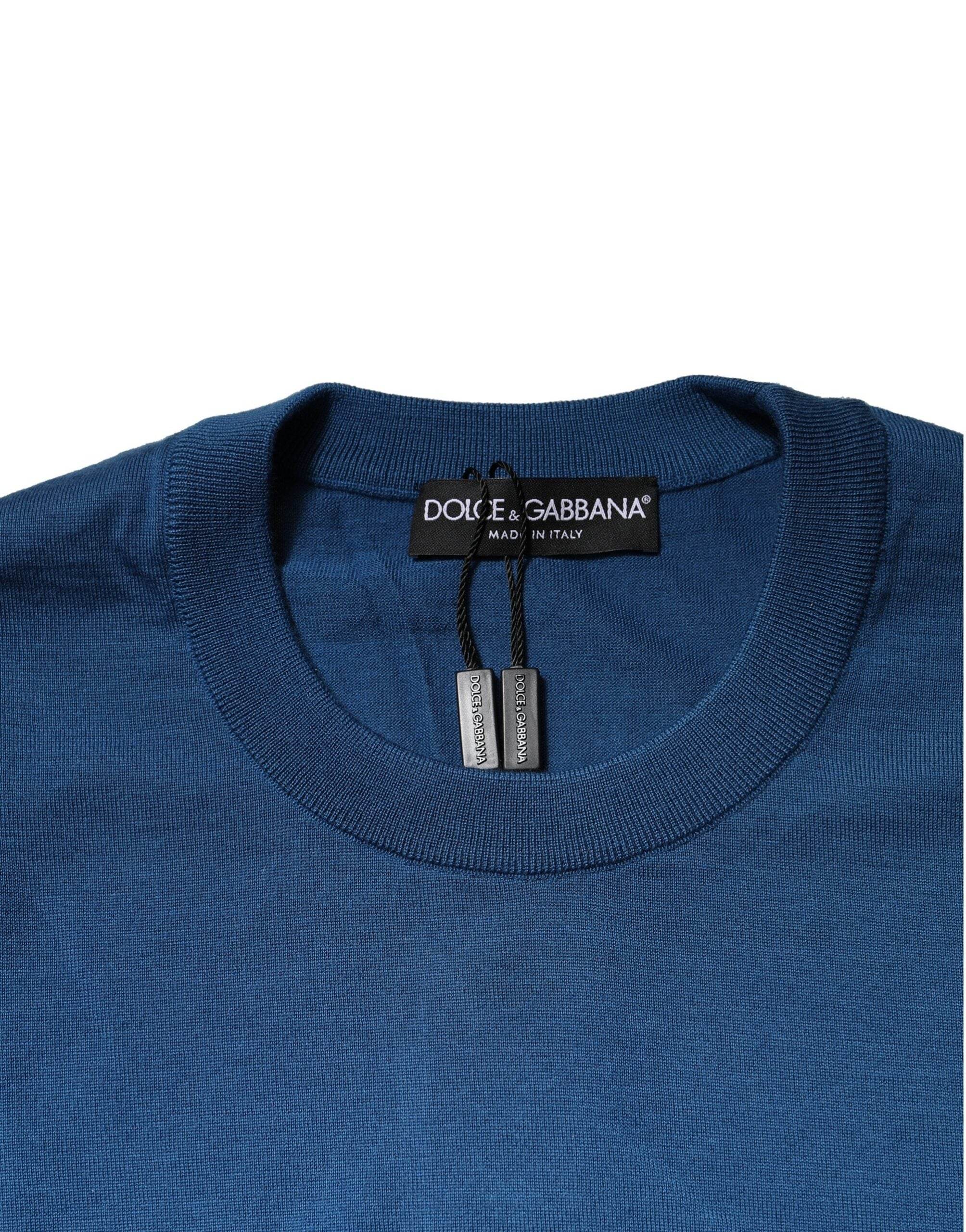 Dolce & Gabbana Blue Cashmere Crew Neck Sweatshirt Sweater - Hilstor