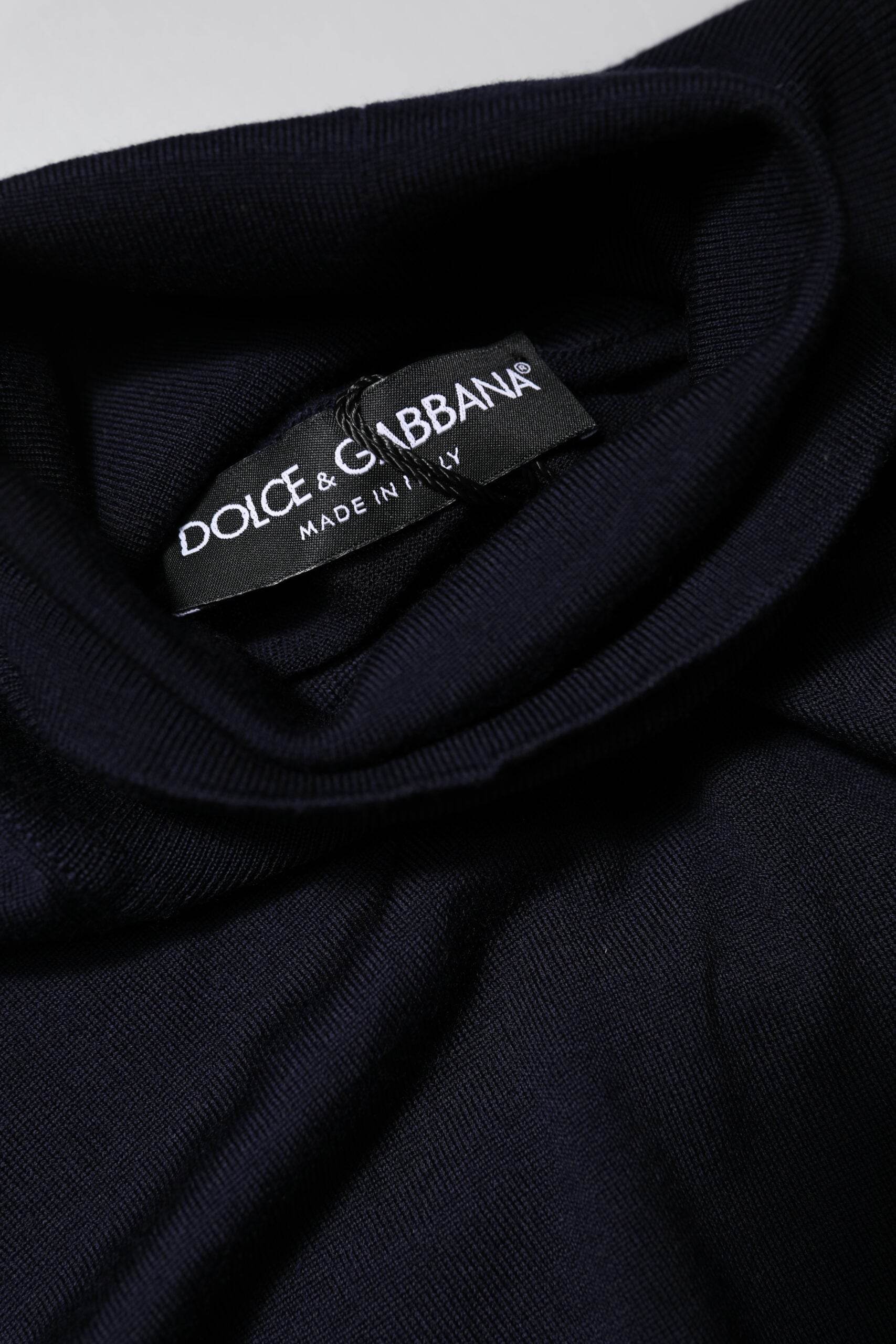 Dolce & Gabbana Blue Long Sleeve Turtleneck Pullover Sweater - Hilstor