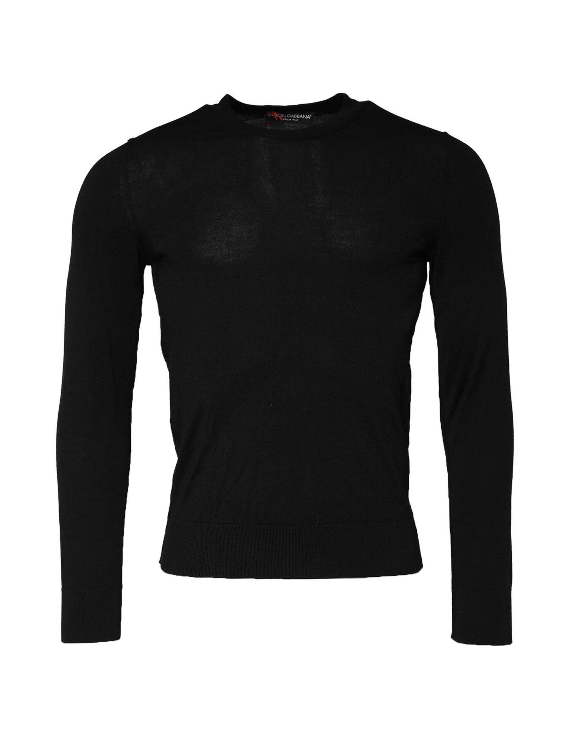 Dolce & Gabbana Black Long Sleeve Crew Neck Pullover Sweater - Hilstor