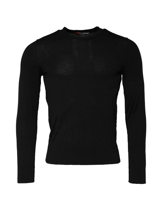 Dolce & Gabbana Black Long Sleeve Crew Neck Pullover Sweater - Hilstor
