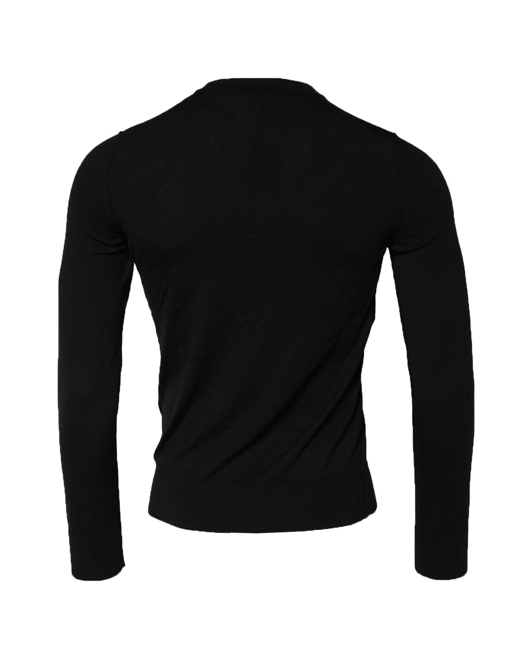Dolce & Gabbana Black Long Sleeve Crew Neck Pullover Sweater - Hilstor