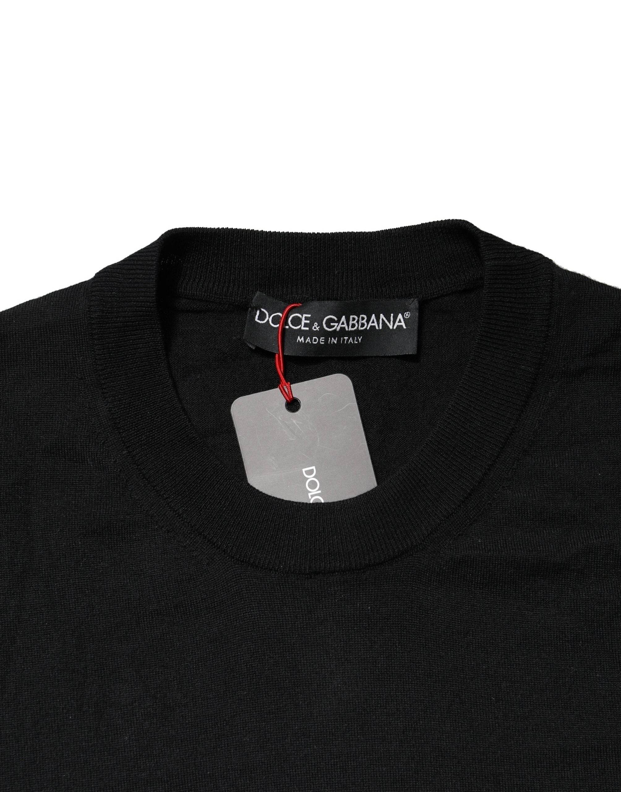 Dolce & Gabbana Black Long Sleeve Crew Neck Pullover Sweater - Hilstor