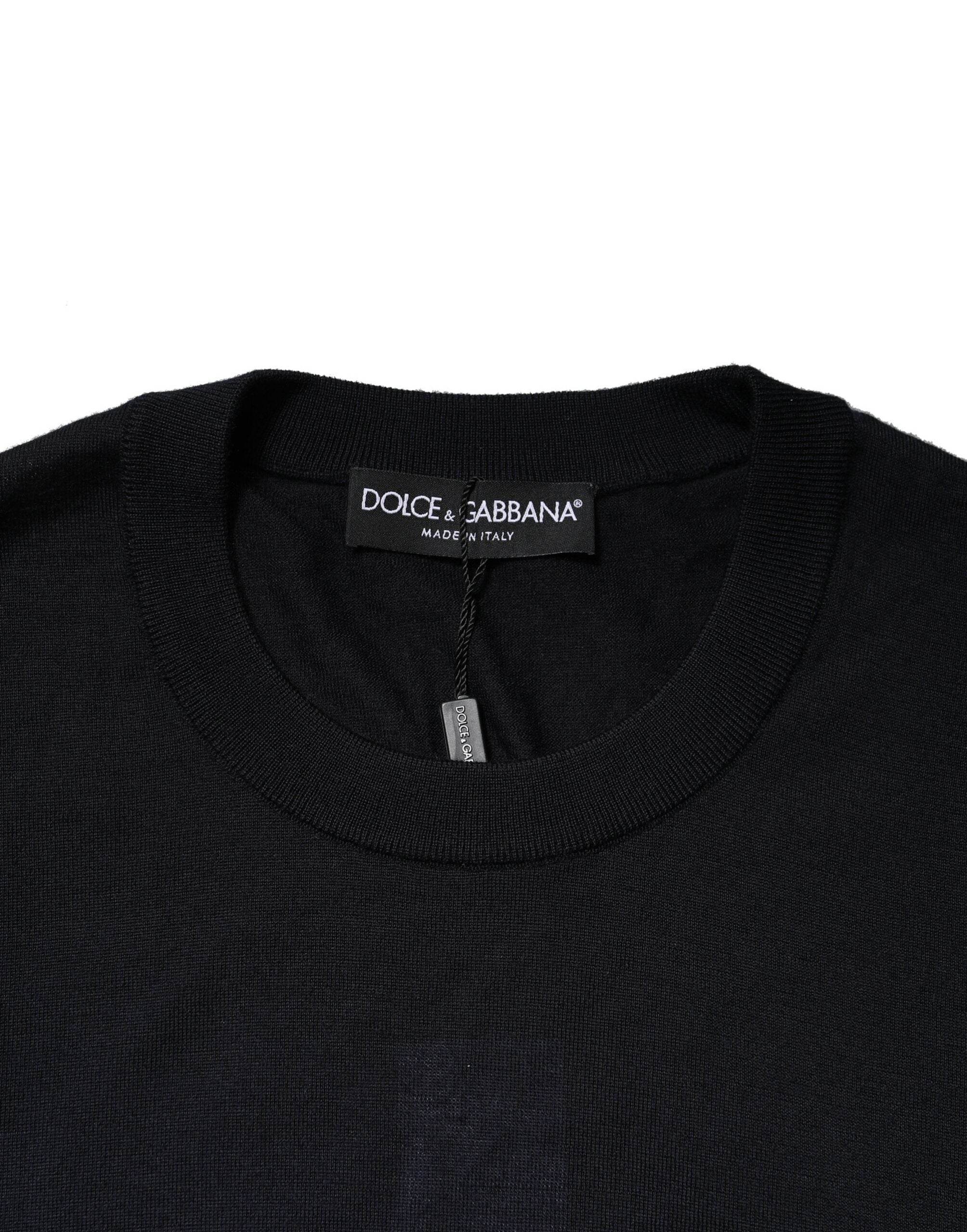 Dolce & Gabbana Black Cashmere Crew Neck Sweatshirt Sweater - Hilstor