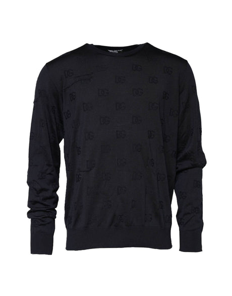 Dolce & Gabbana Black Silk Crew Neck Sweatshirt Sweater - Hilstor