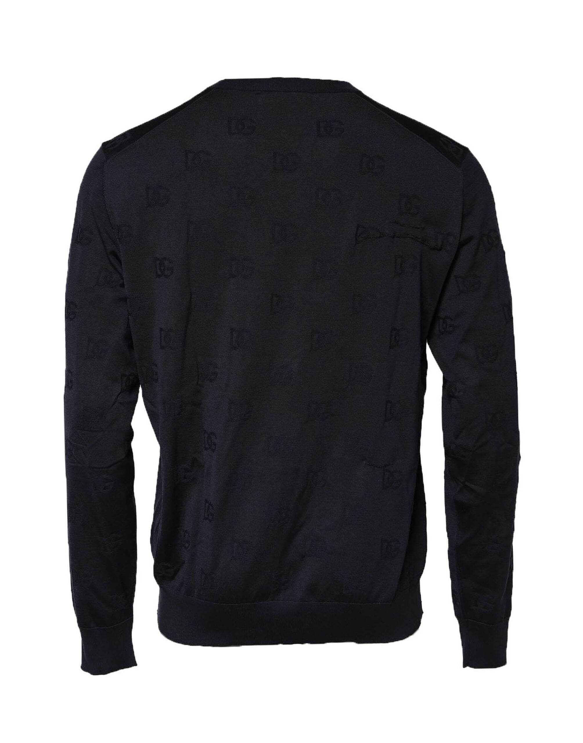 Dolce & Gabbana Black Silk Crew Neck Sweatshirt Sweater - Hilstor