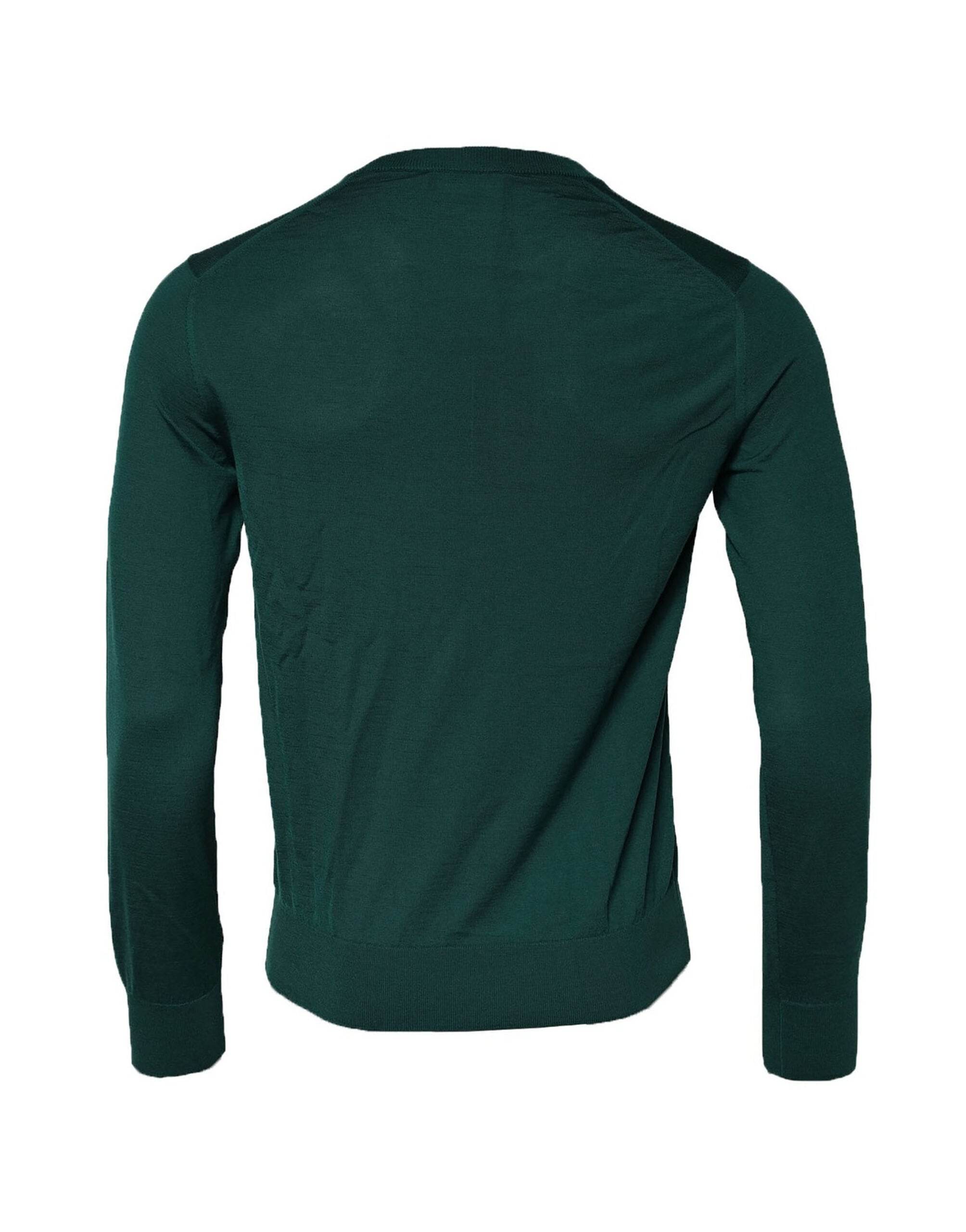 Dolce & Gabbana Green Cashmere Crew Neck Sweatshirt Sweater - Hilstor