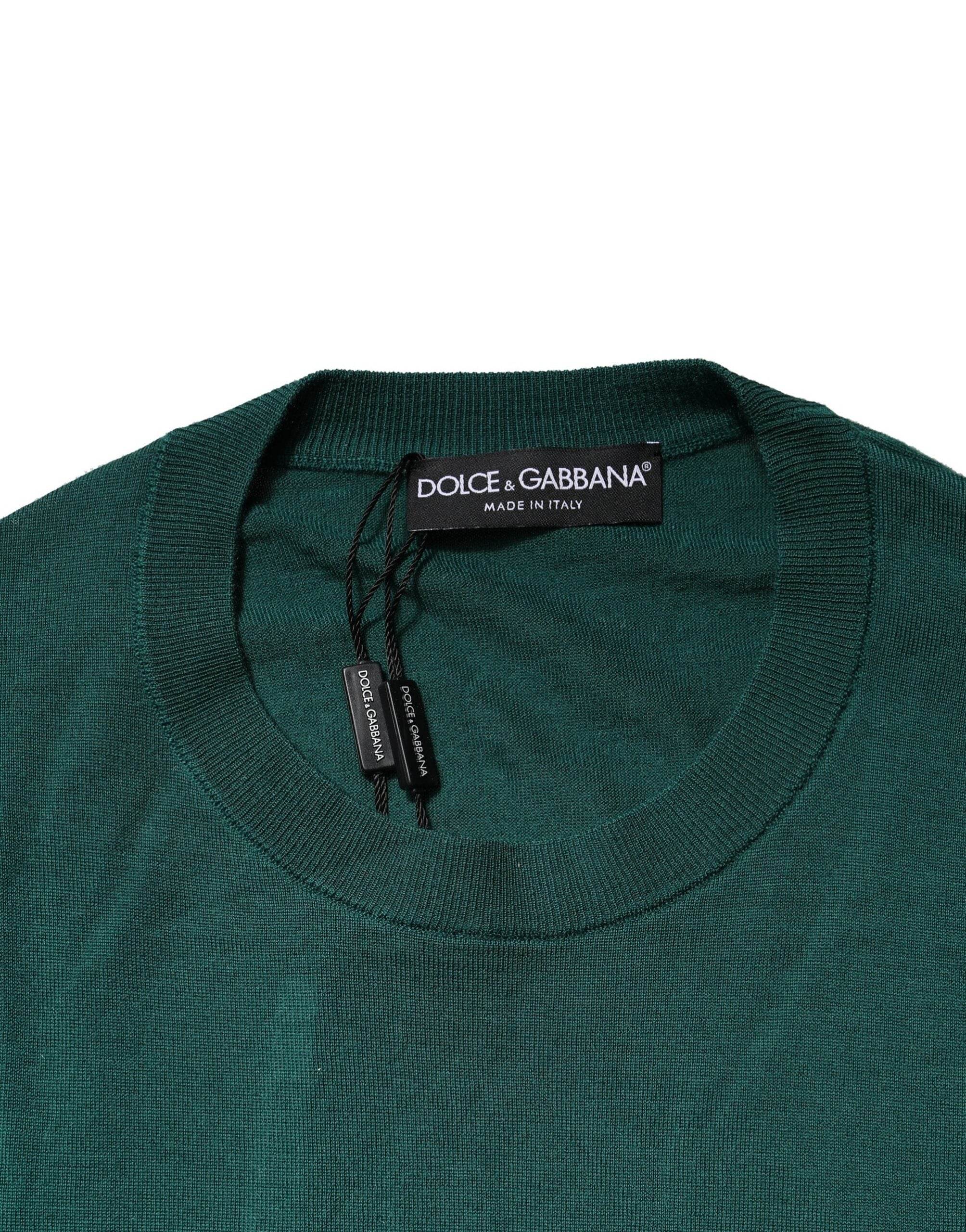 Dolce & Gabbana Green Cashmere Crew Neck Sweatshirt Sweater - Hilstor