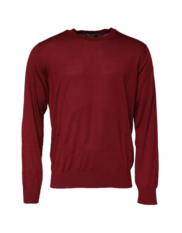 Dolce & Gabbana Maroon Cashmere Crew Neck Sweatshirt Sweater - Hilstor