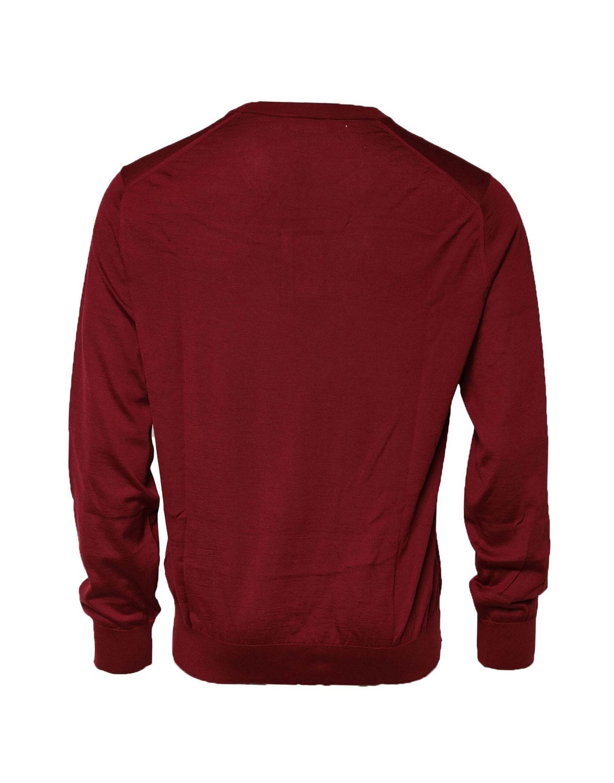 Dolce & Gabbana Maroon Cashmere Crew Neck Sweatshirt Sweater - Hilstor