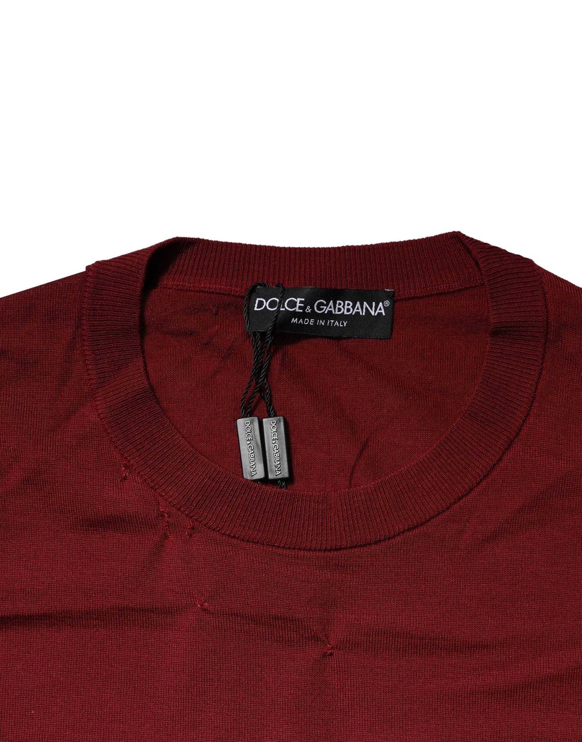 Dolce & Gabbana Maroon Cashmere Crew Neck Sweatshirt Sweater - Hilstor