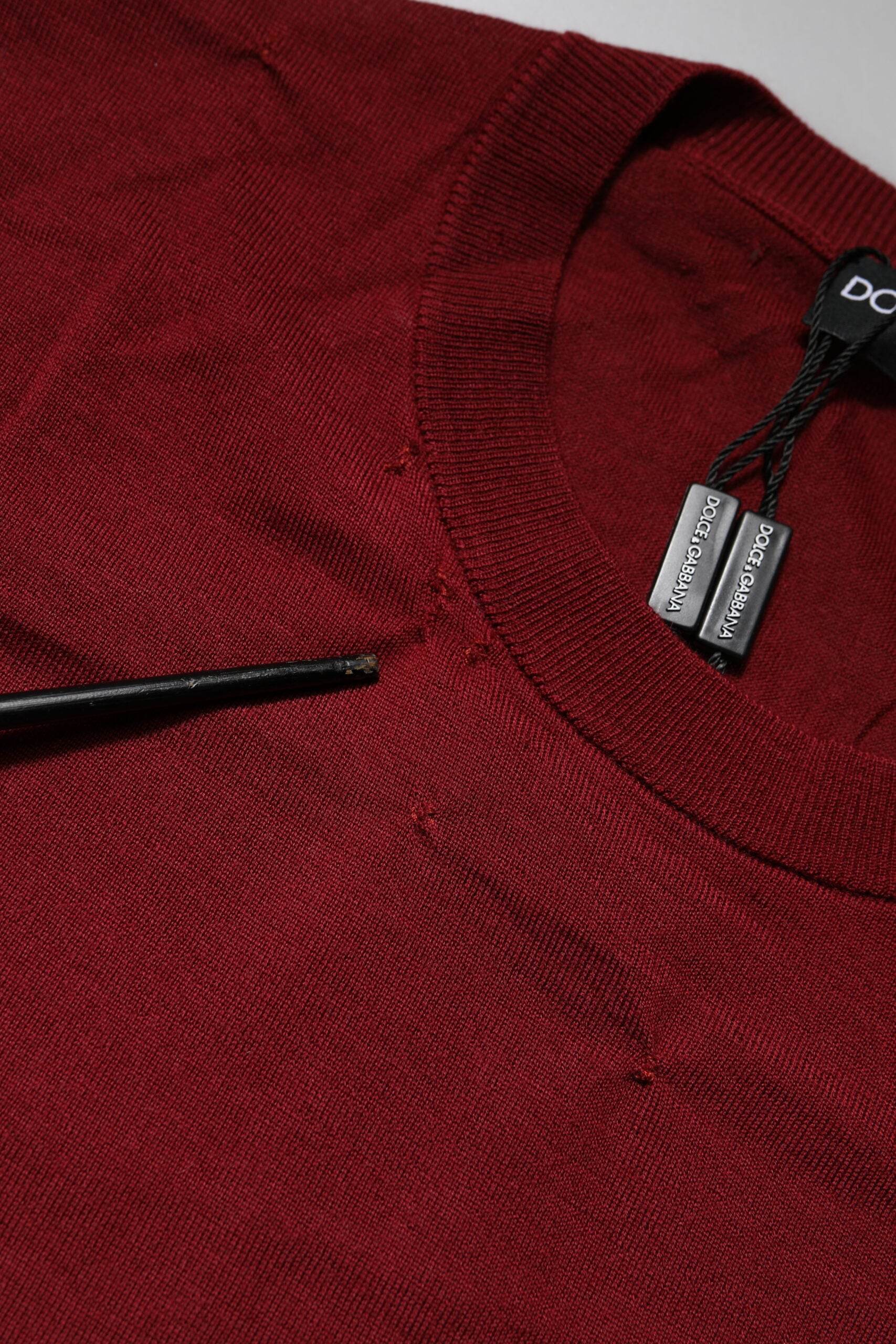 Dolce & Gabbana Maroon Cashmere Crew Neck Sweatshirt Sweater - Hilstor