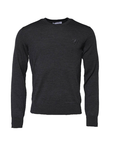 Dolce & Gabbana Dark Gray Wool Crew Neck Sweatshirt Sweater - Hilstor