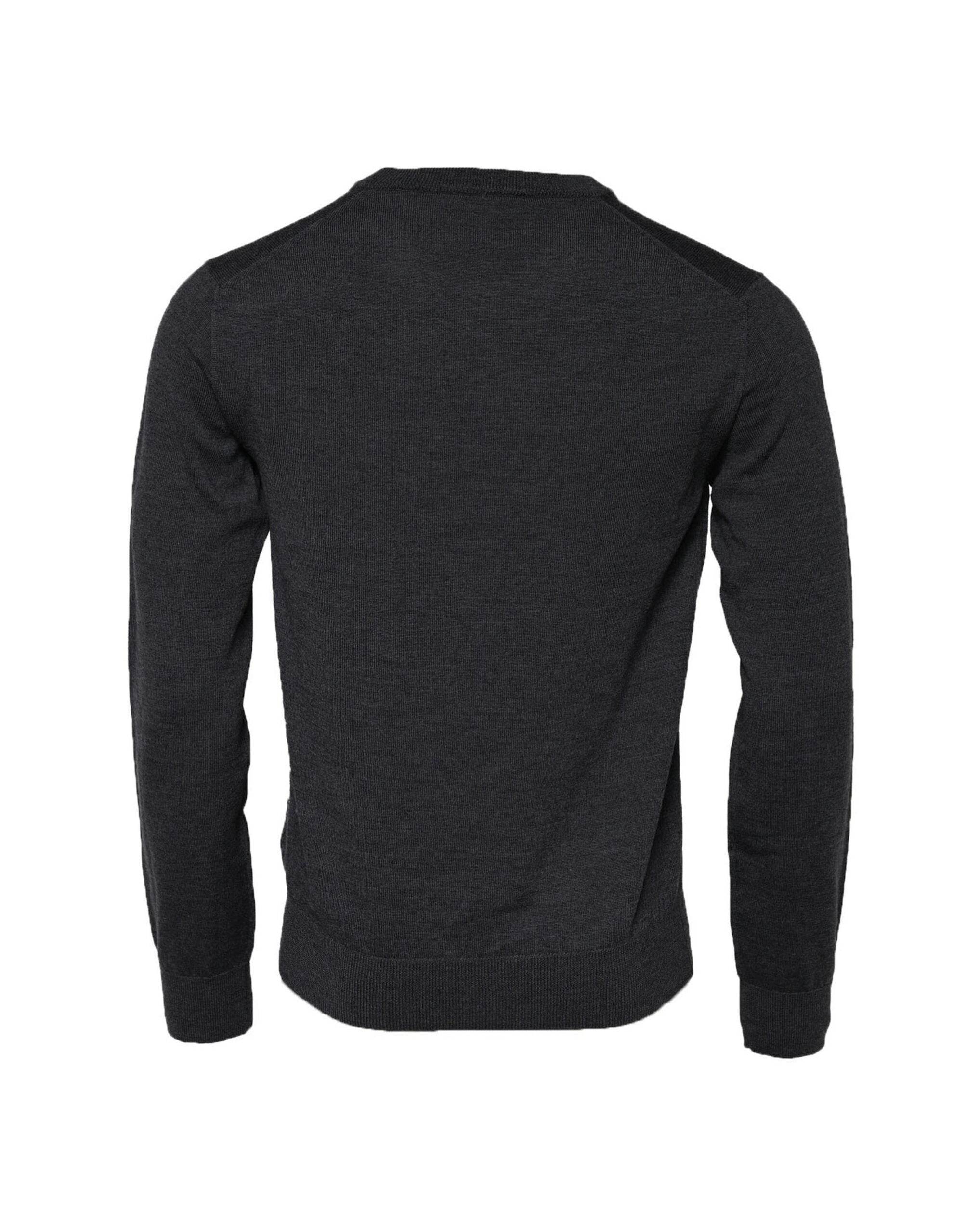 Dolce & Gabbana Dark Gray Wool Crew Neck Sweatshirt Sweater - Hilstor