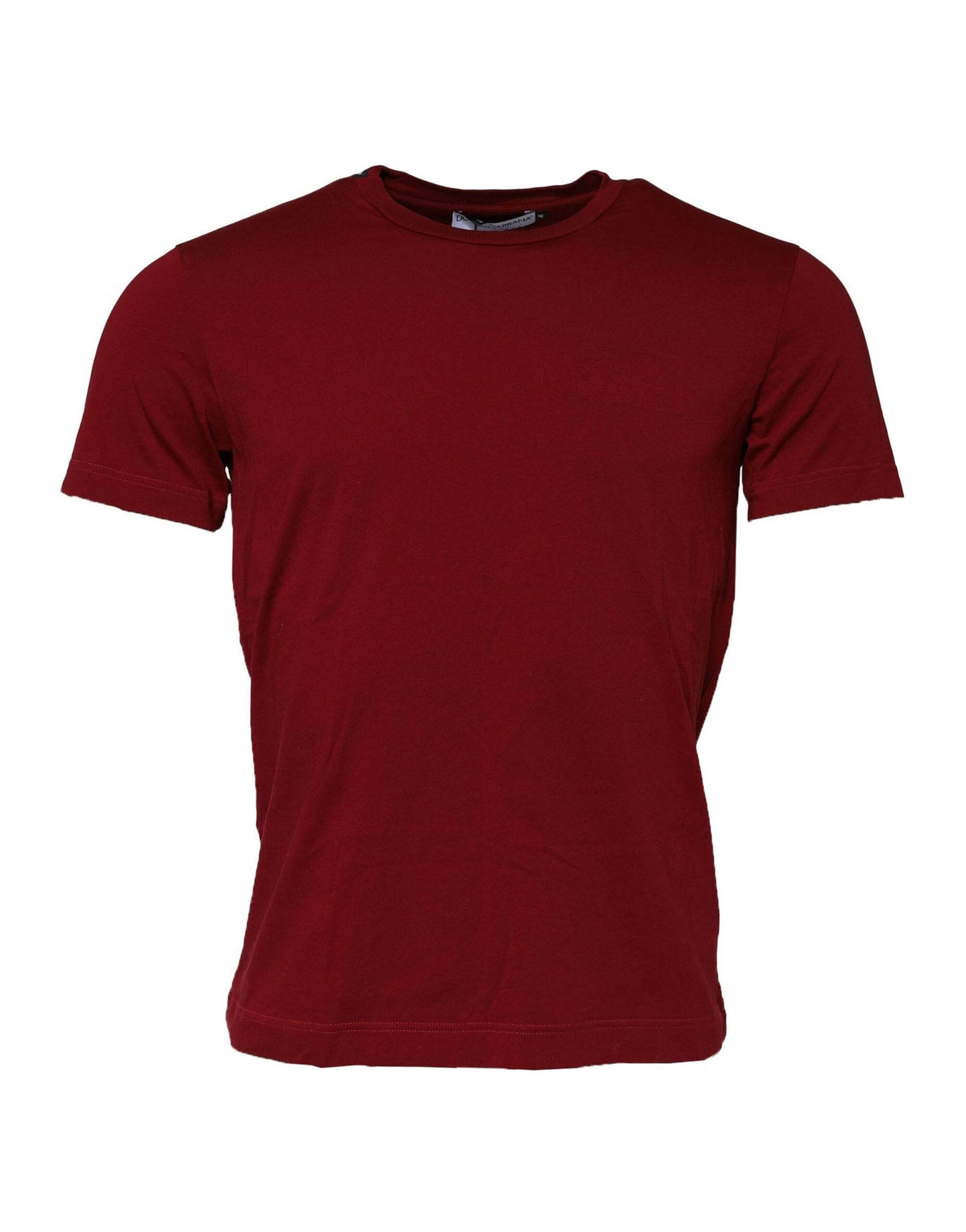 Dolce & Gabbana Dark Red Men Crew Neck Short Sleeve T-shirt - Hilstor