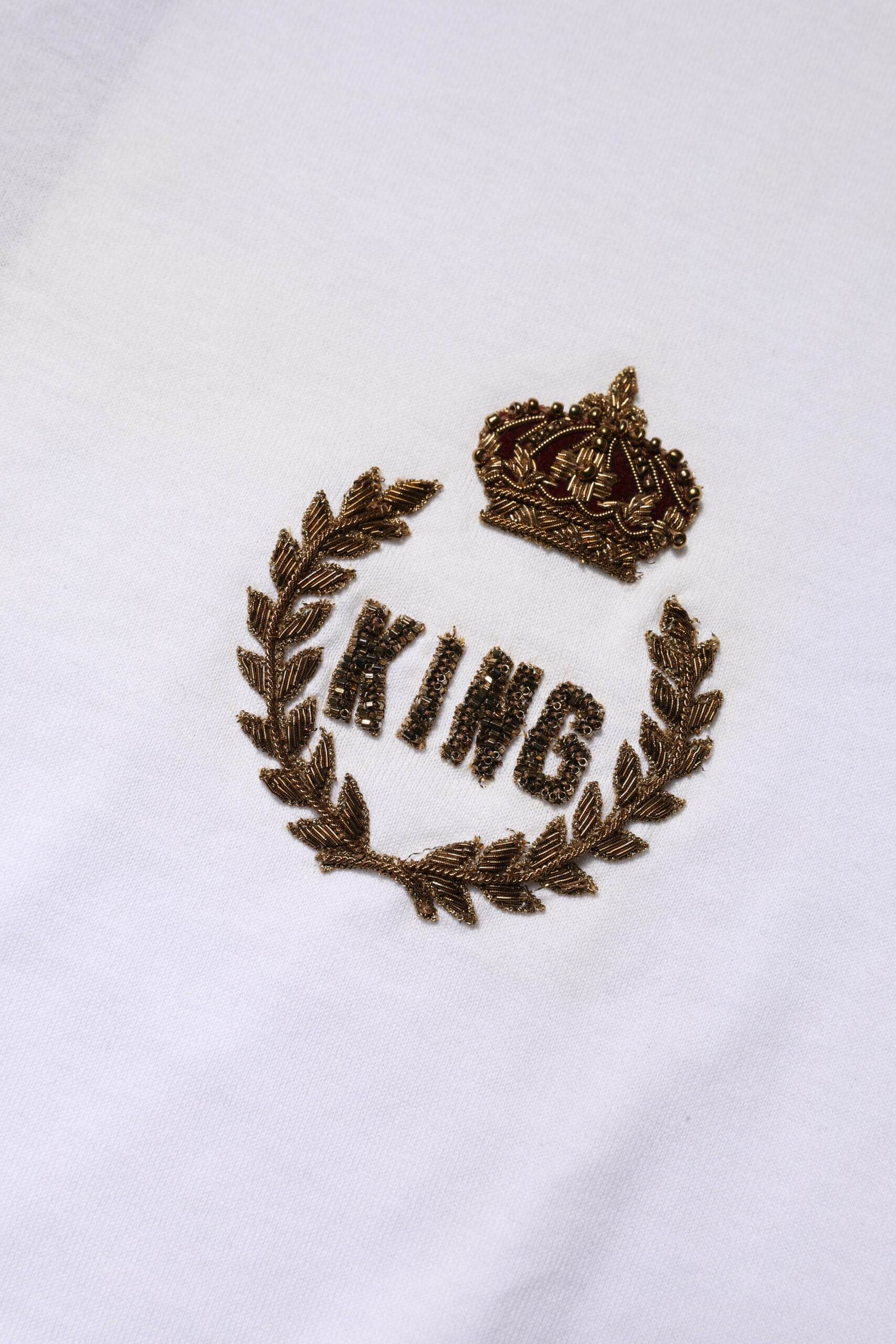 Dolce & Gabbana White King Crown Cotton Crew Neck T-shirt - Hilstor