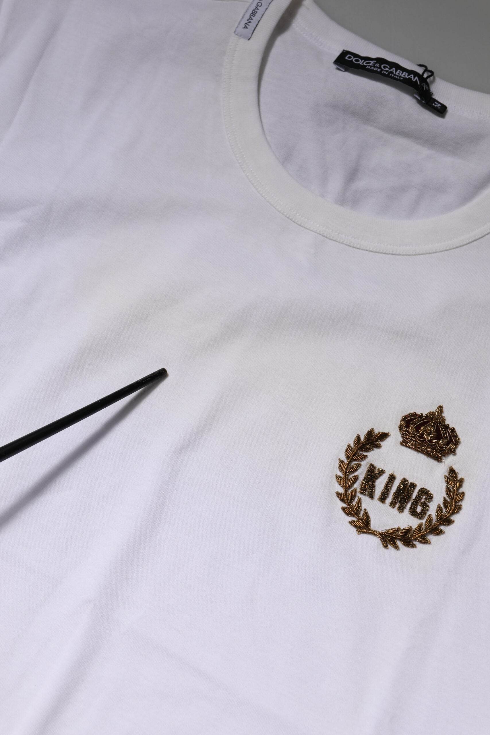 Dolce & Gabbana White King Crown Cotton Crew Neck T-shirt - Hilstor
