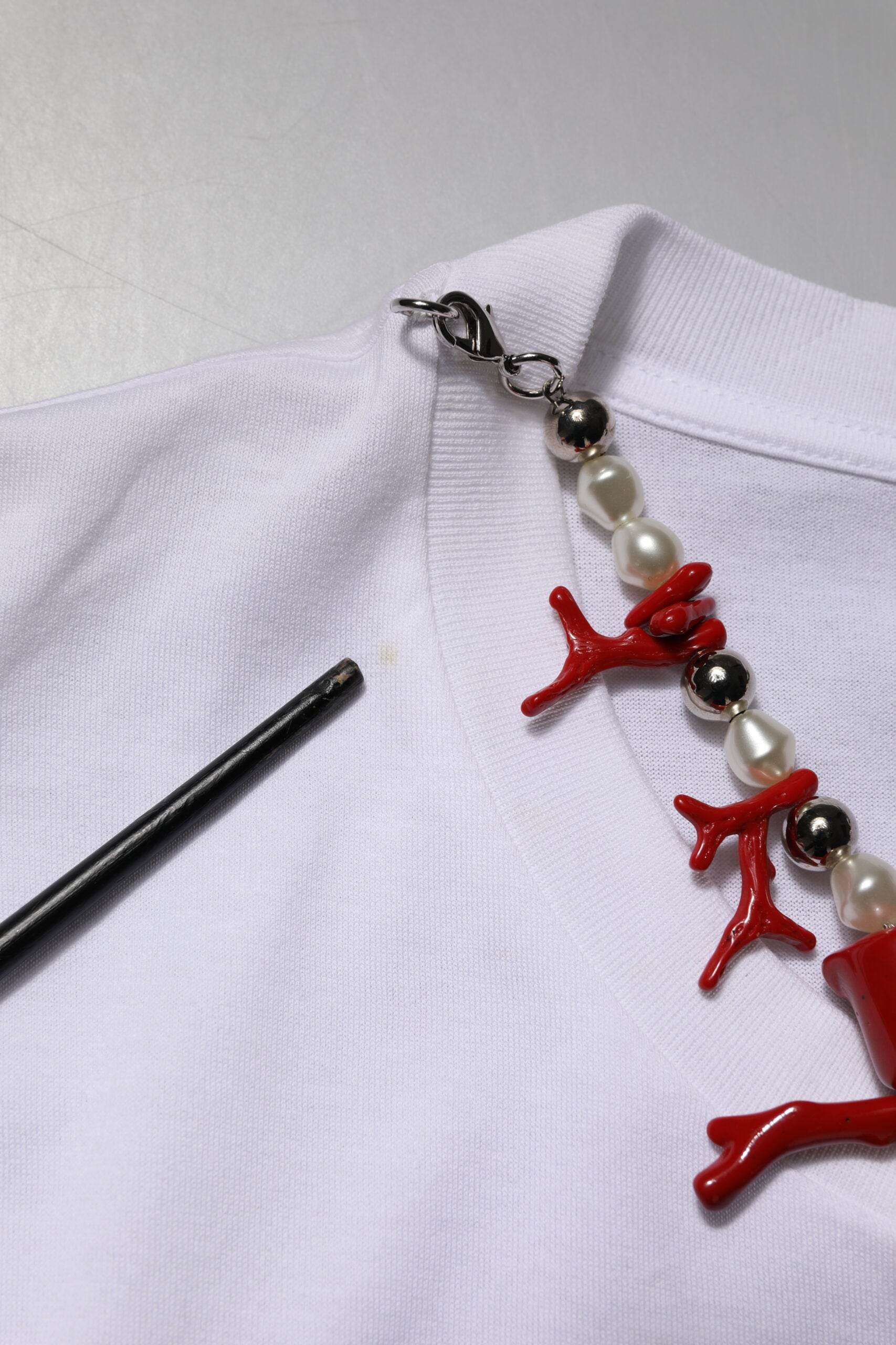 Dolce & Gabbana White Embellished Cotton Crew Neck T-shirt - Hilstor