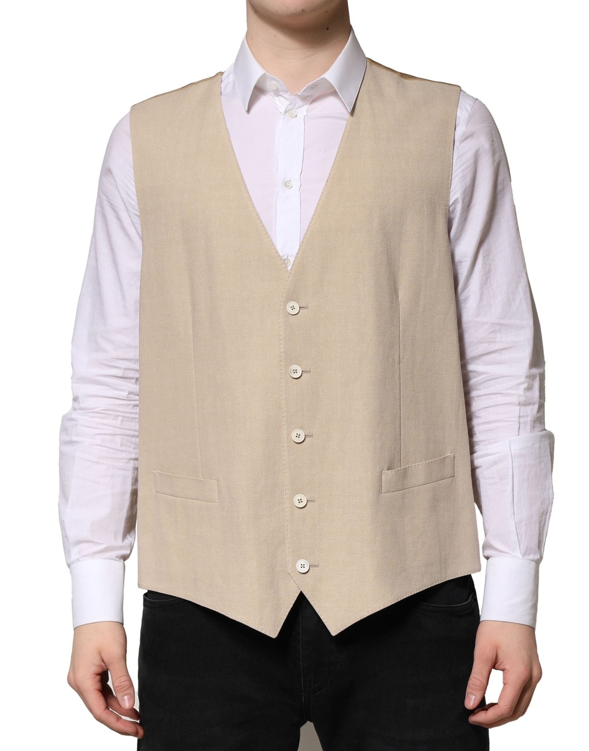 Dolce &amp; Gabbana Beige Hørkjole Formel Herrevest