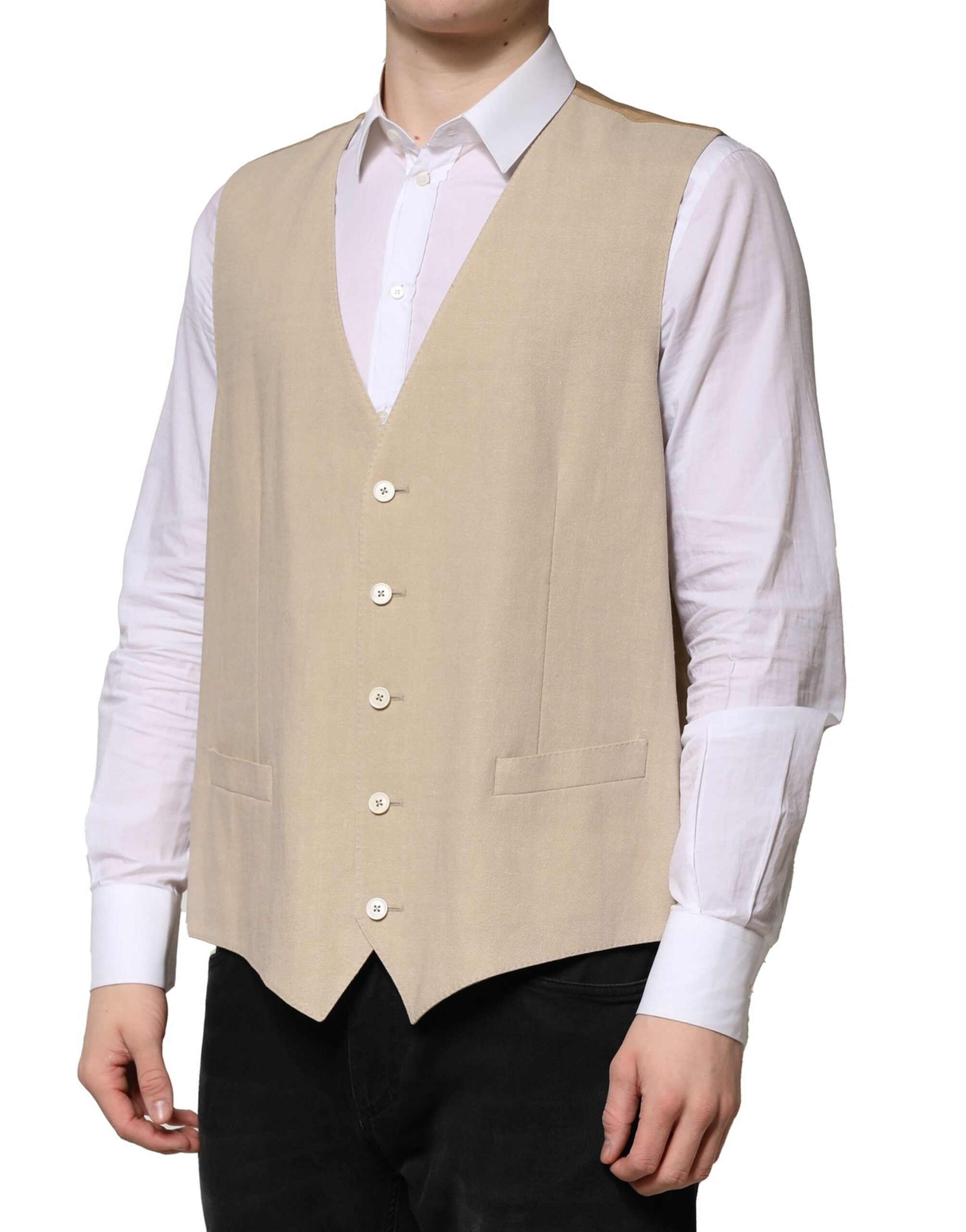 Dolce &amp; Gabbana Beige Hørkjole Formel Herrevest