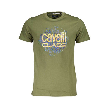 Cavalli Class Green Cotton T-Shirt - Hilstor
