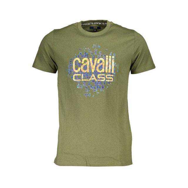 Cavalli Class Green Cotton T-Shirt - Hilstor