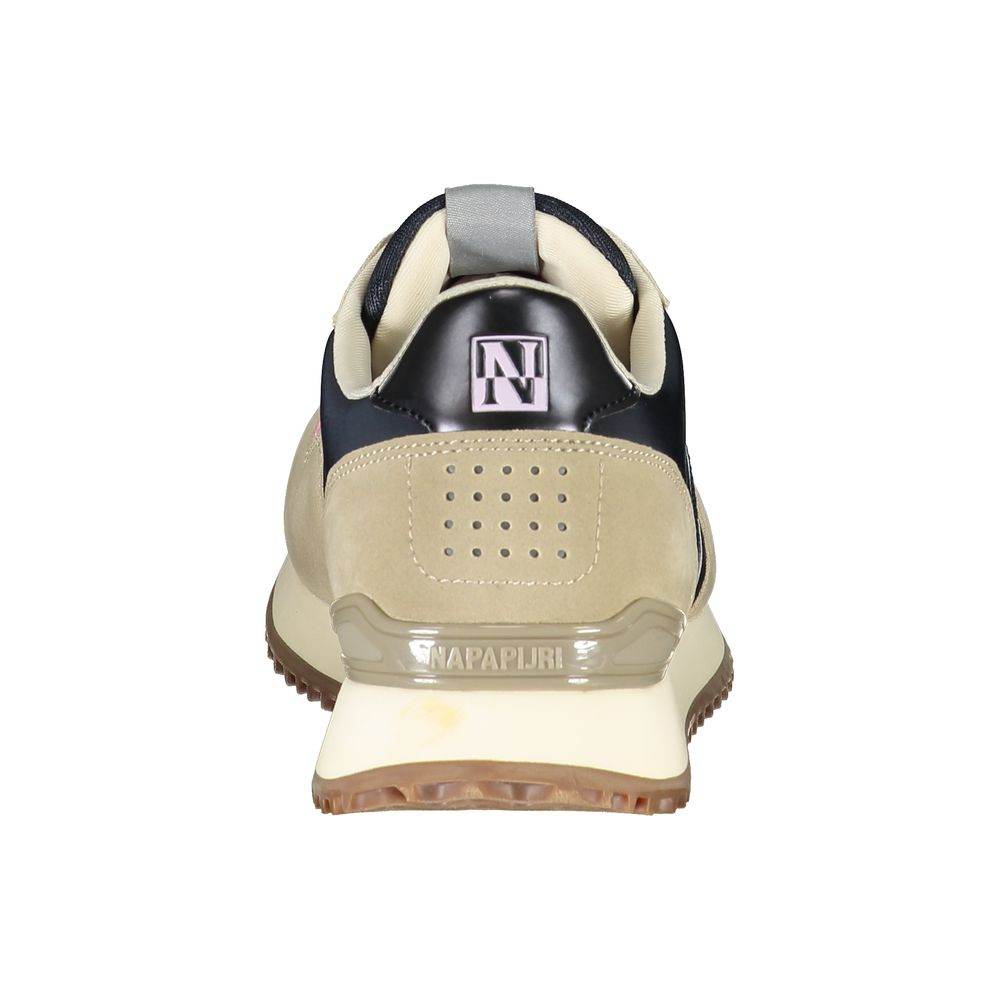 Napapijri Beige Lace-Up Sneakers with Contrasting Details - Hilstor
