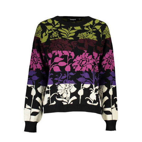 Desigual Chic Long-Sleeved Black Sweater with Contrast Details - Hilstor